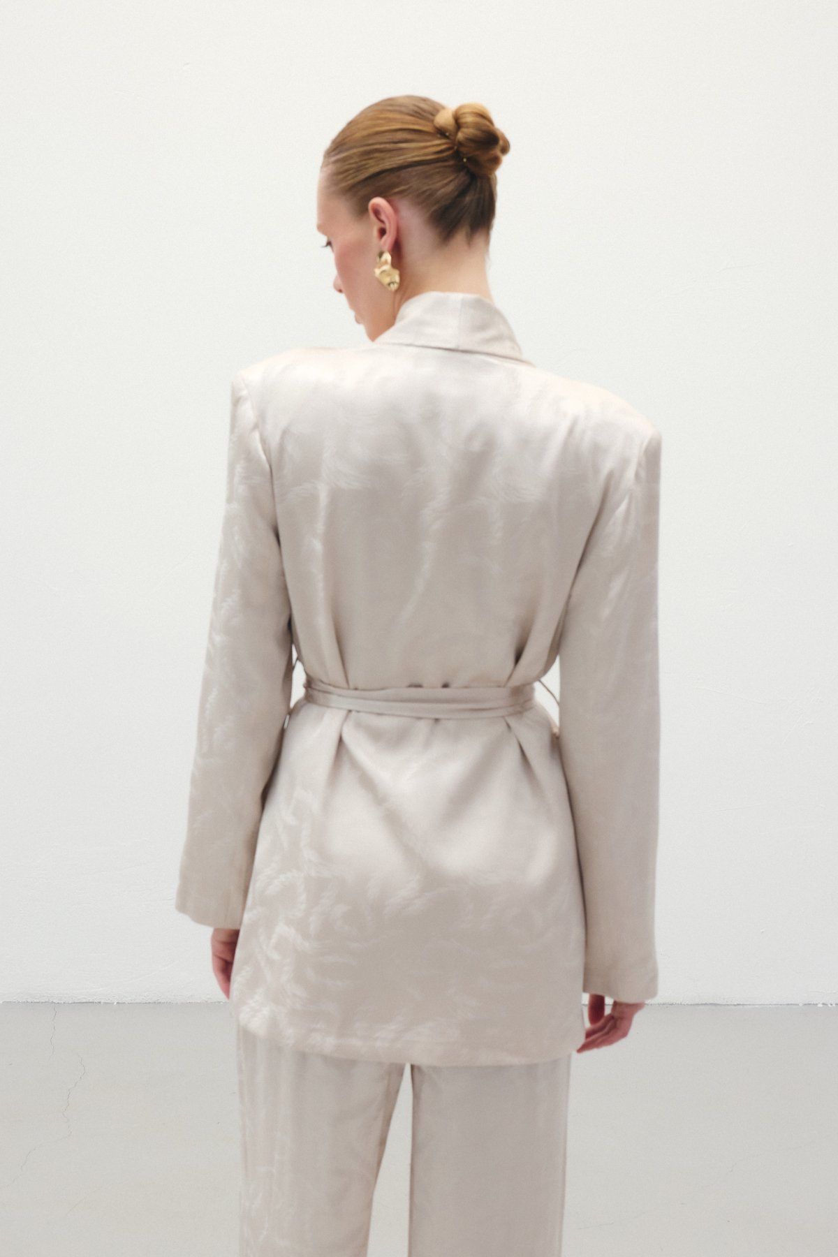 Jakar Saten Ceket - Bej