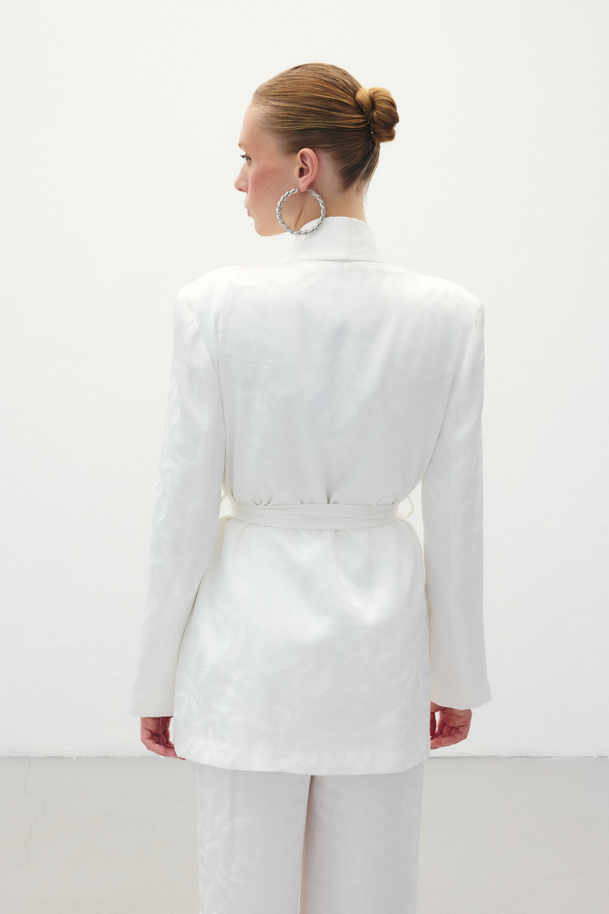 Jakar Saten Ceket - Ekru