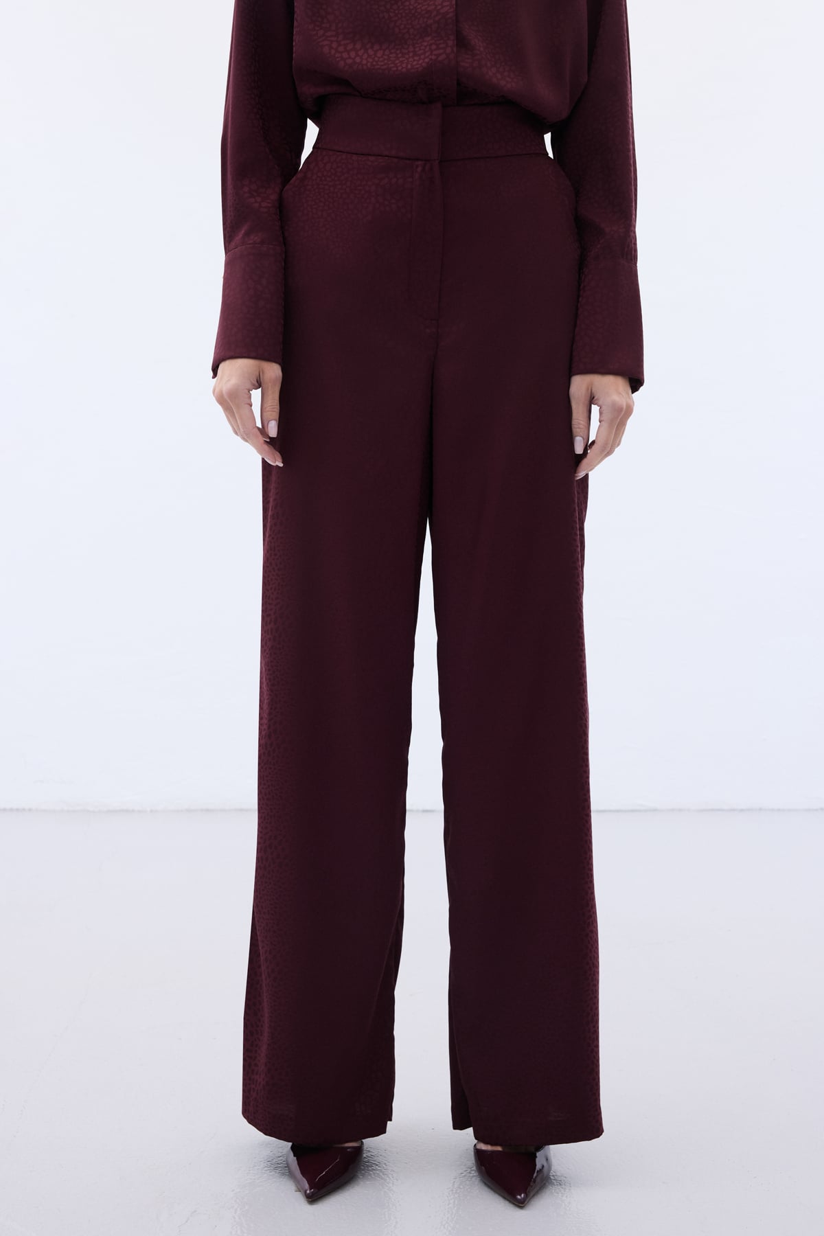 Jakarlı Pantolon - Bordo