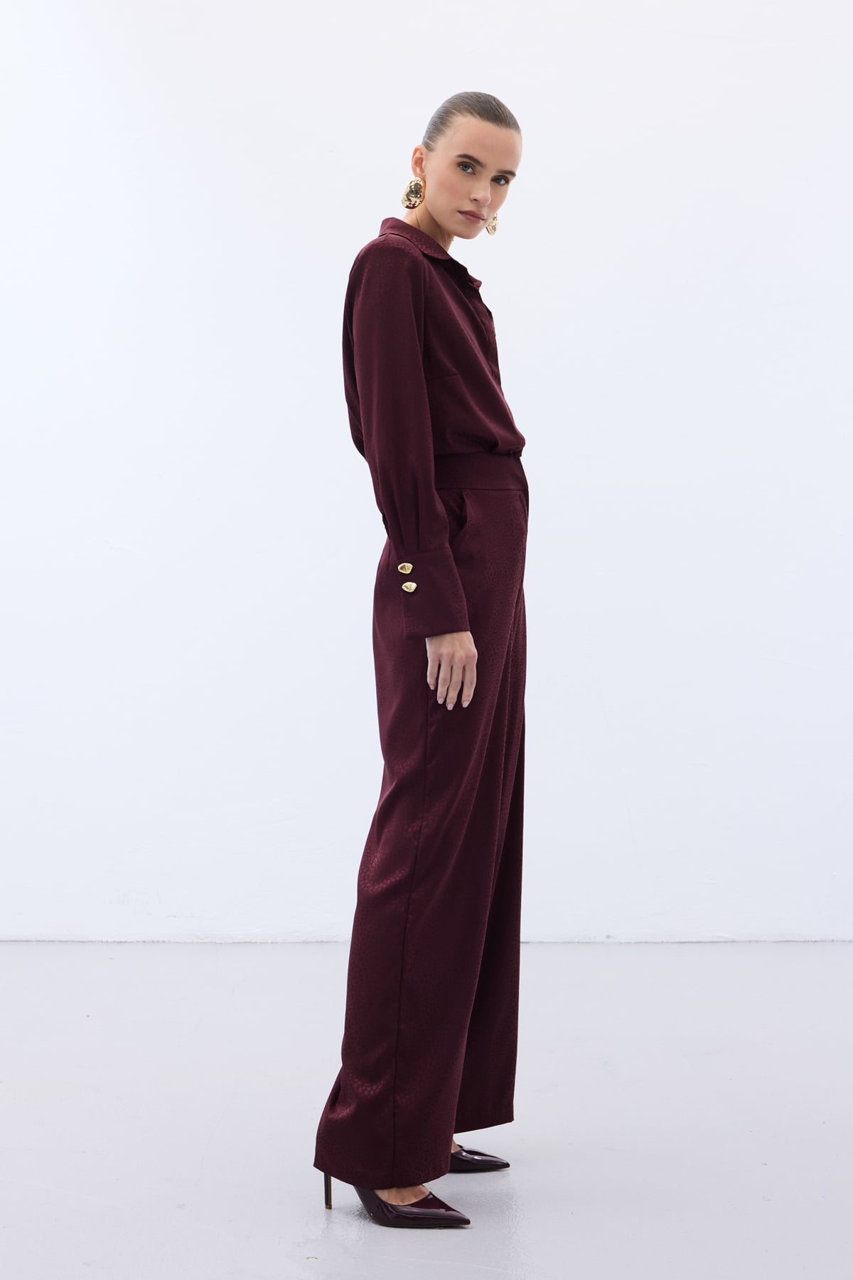 Jakarlı Pantolon - Bordo