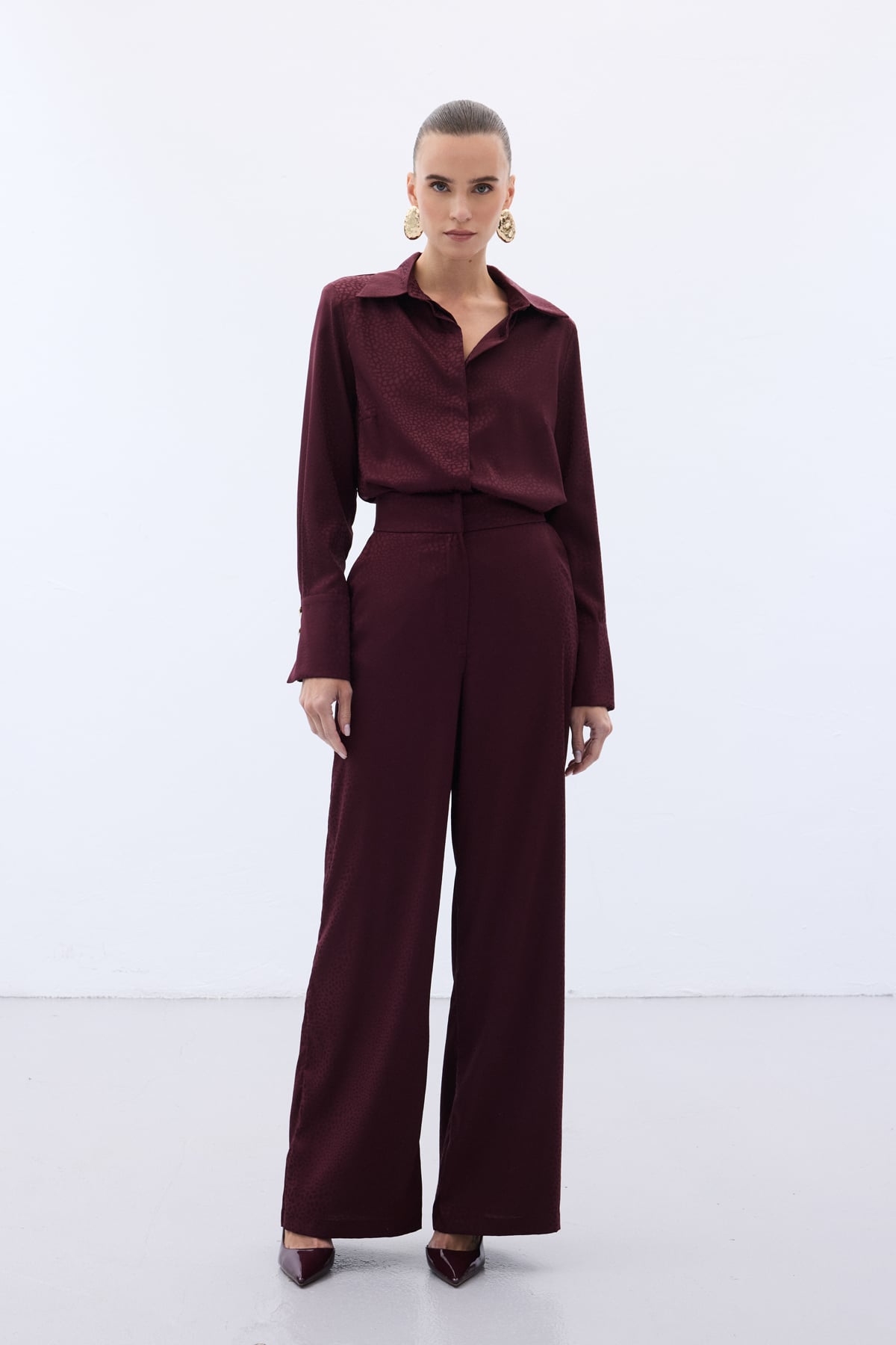 Jakarlı Pantolon - Bordo