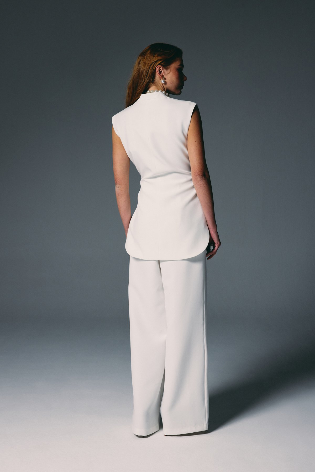 Kalın Kuşaklı Yelek - Ekru