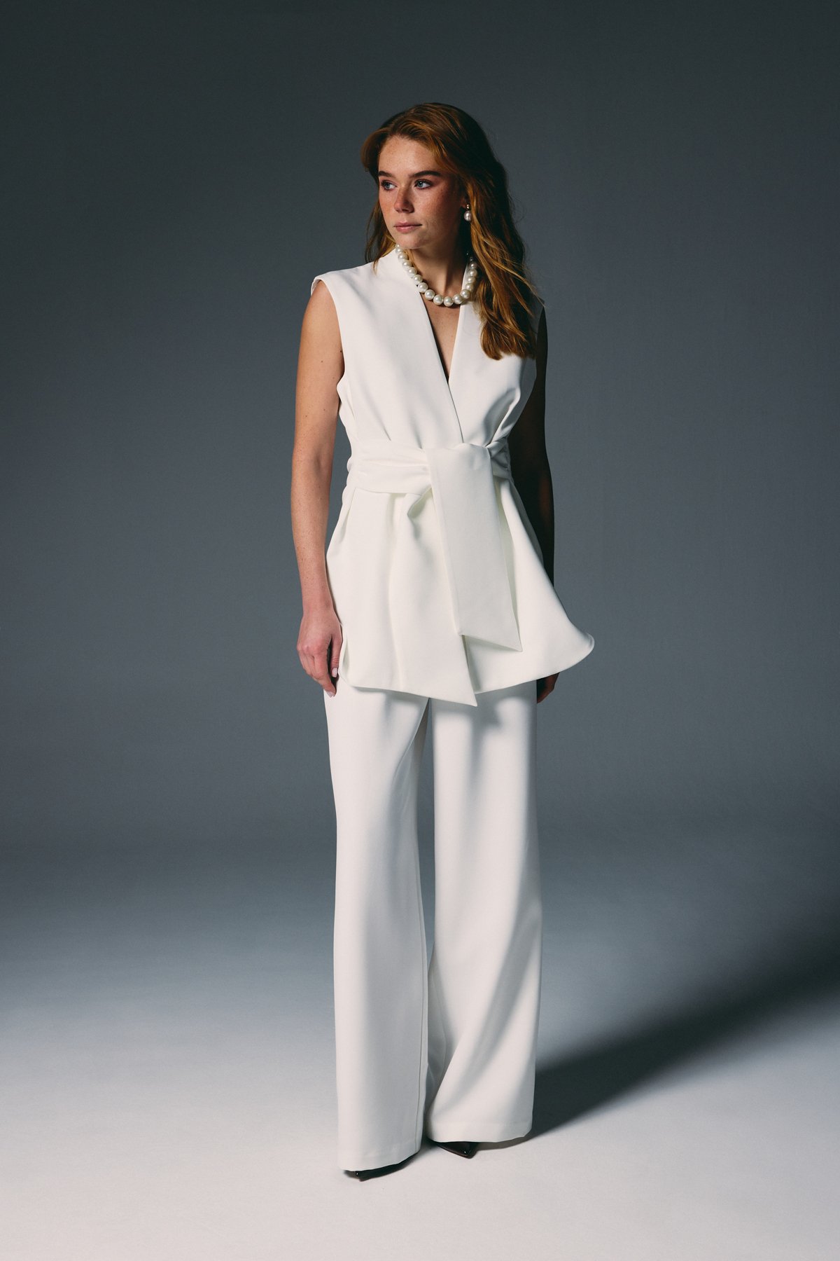 Kalın Kuşaklı Yelek - Ekru