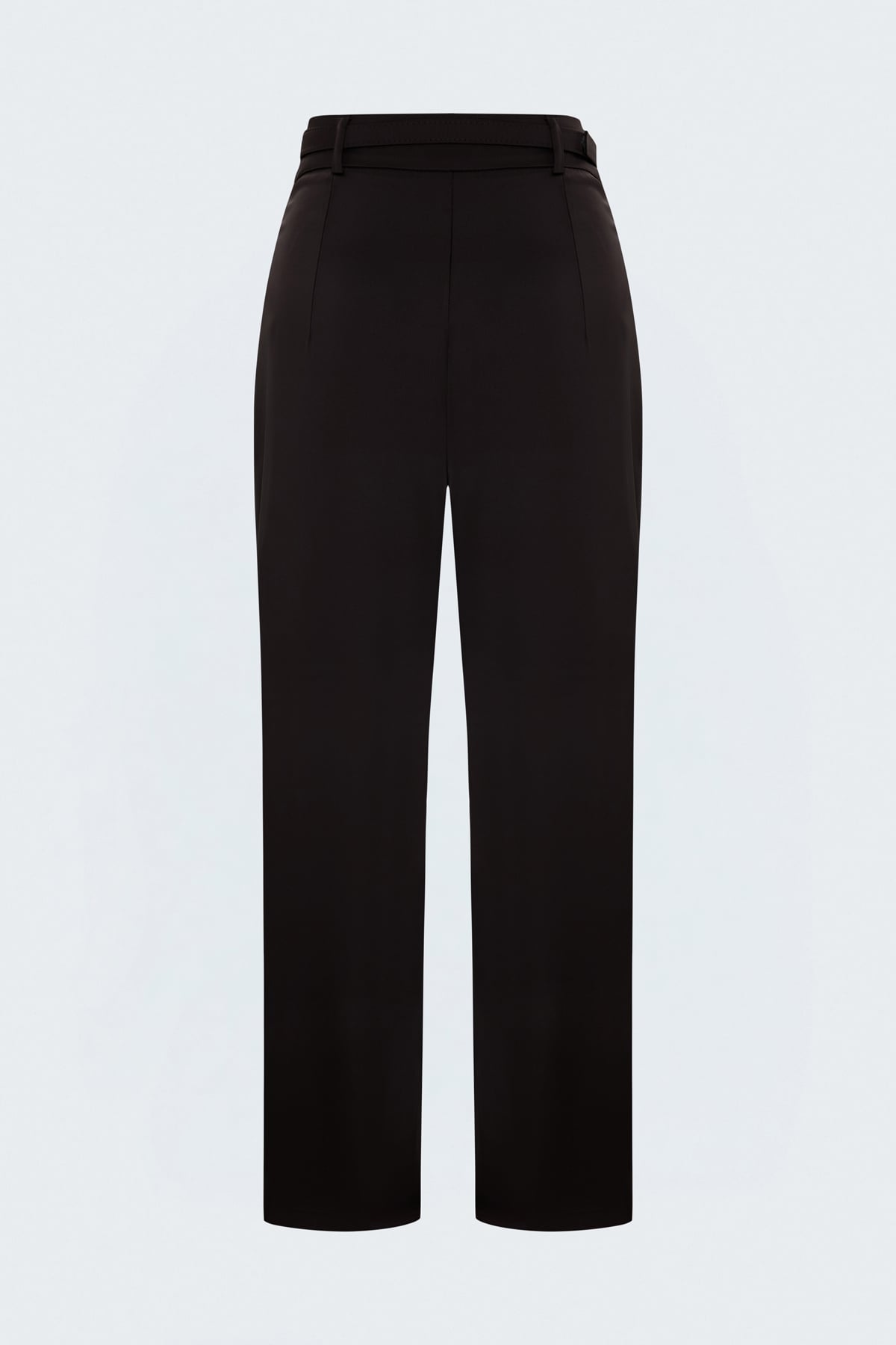 Kemer Detaylı Saten Klasik Pantolon - Kahve
