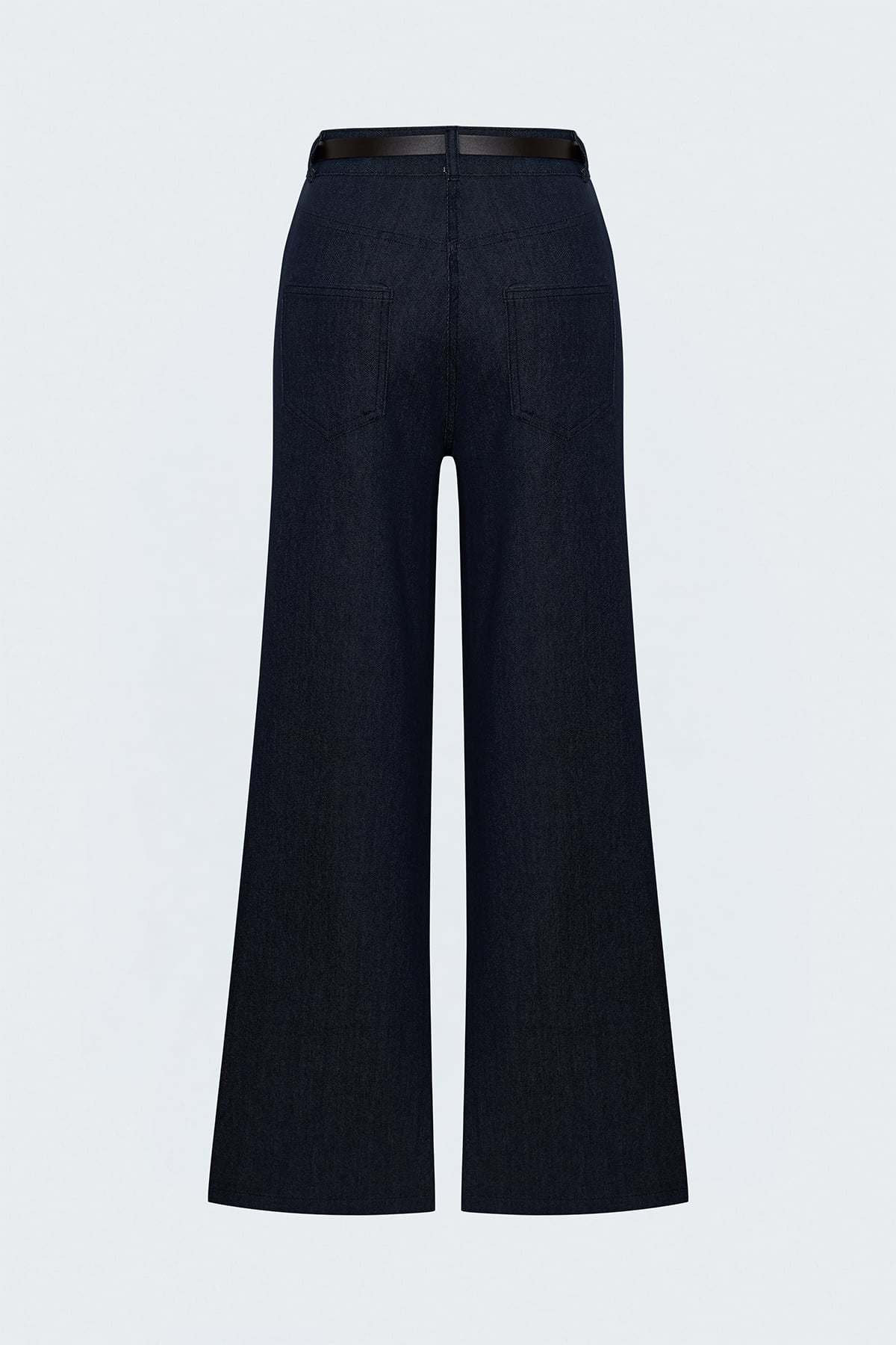 Kemerli Denim Görünümlü Pantolon - Lacivert