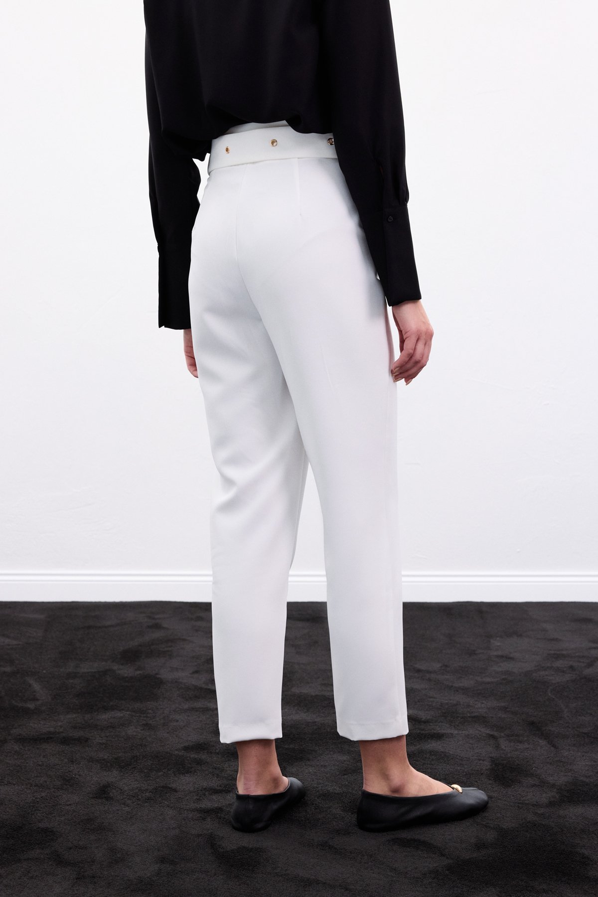 Kemerli Pantolon - Ekru