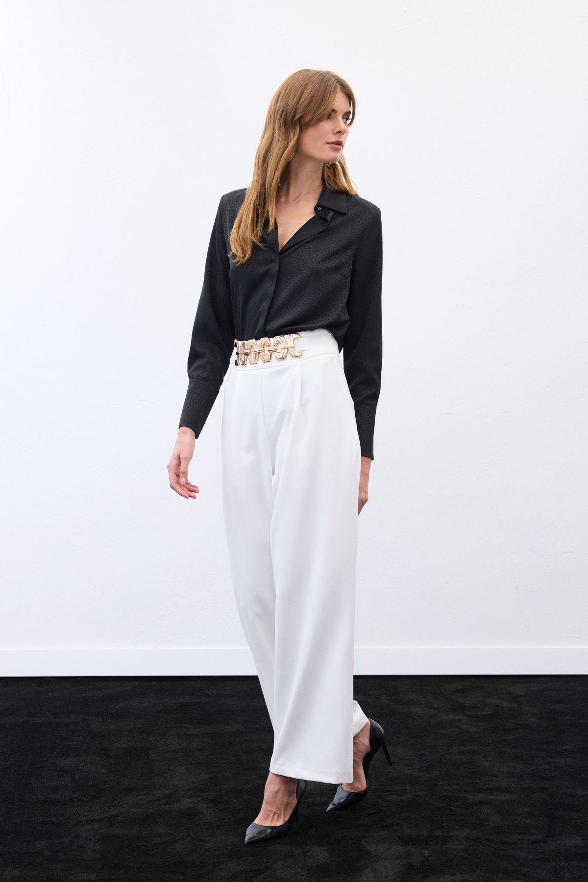 Kemerli Salaş Pantolon - Ekru