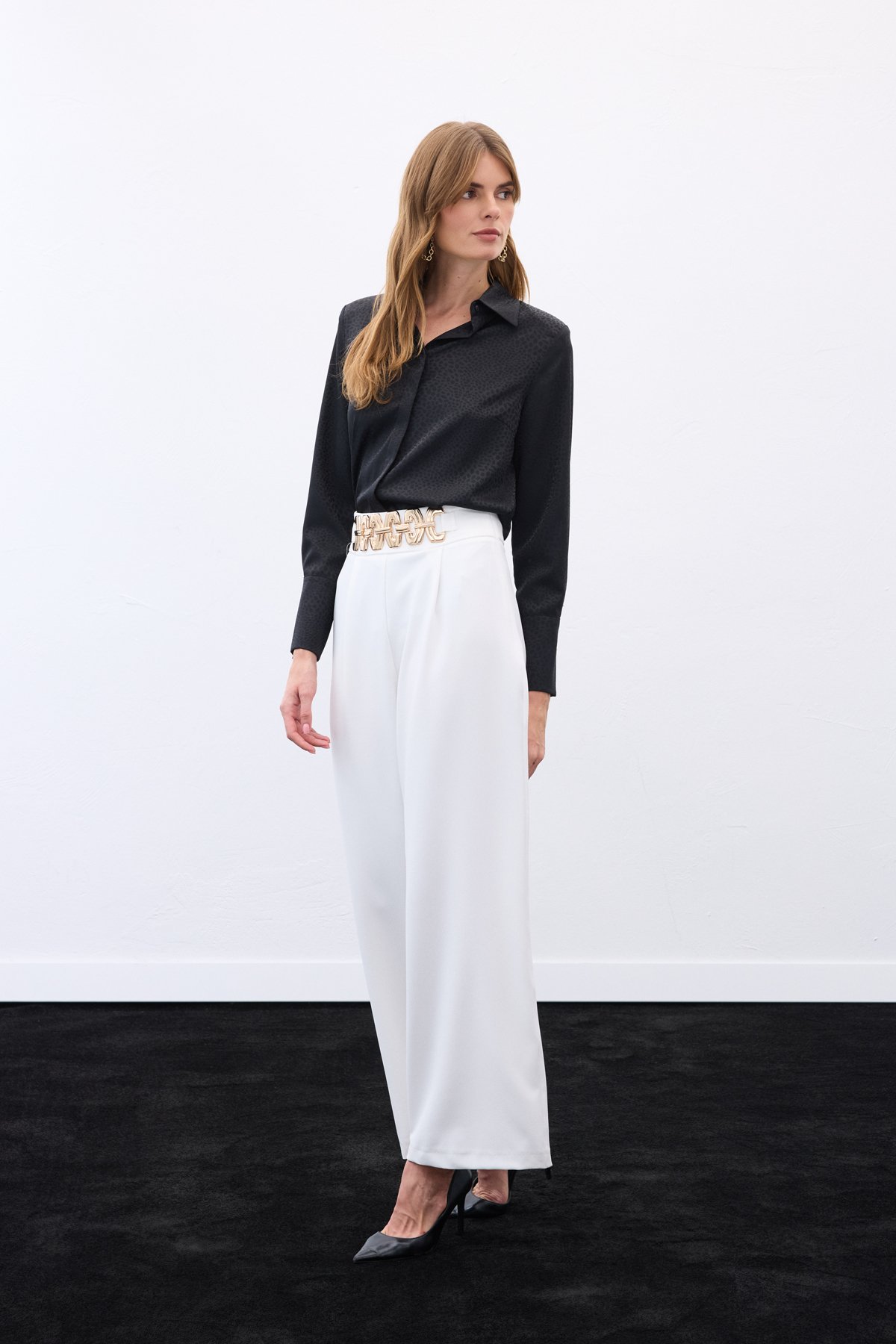 Kemerli Salaş Pantolon - Ekru