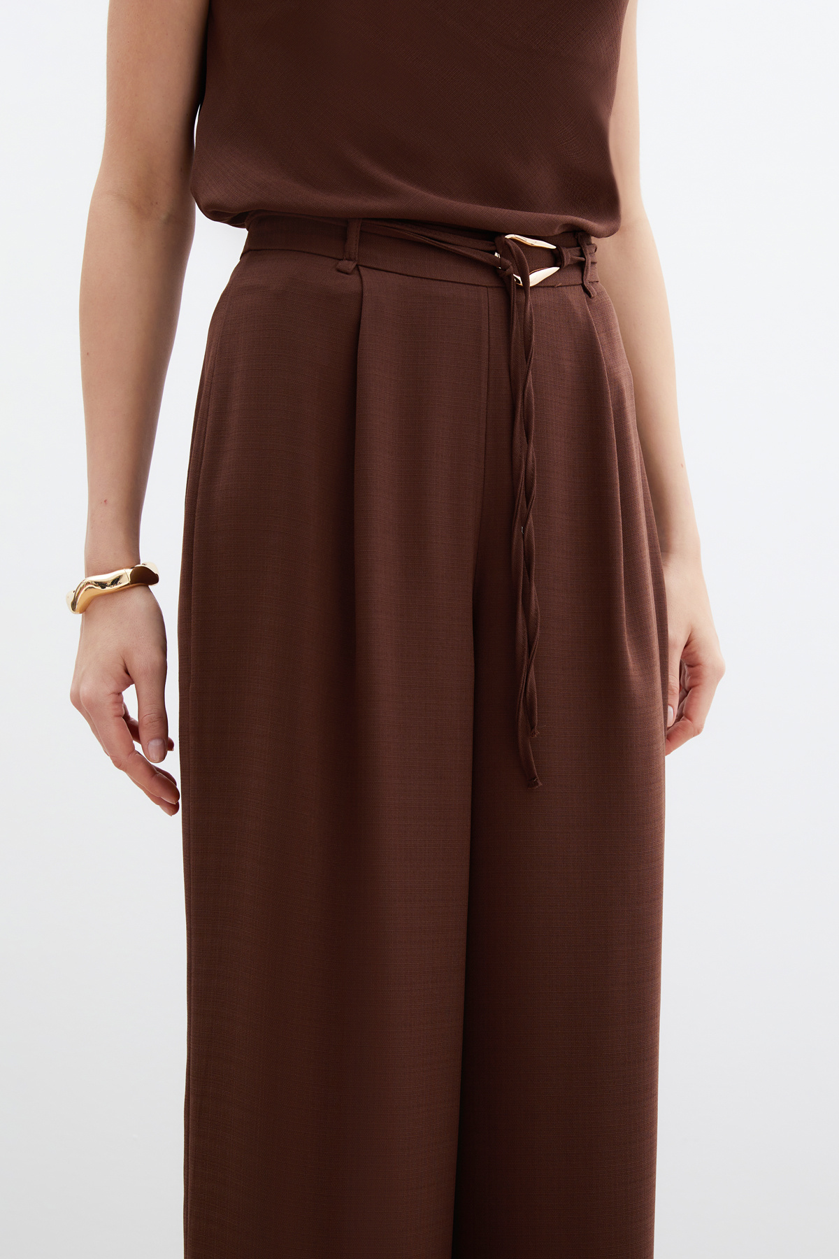 Kemerli Salaş Pantolon - Kahve
