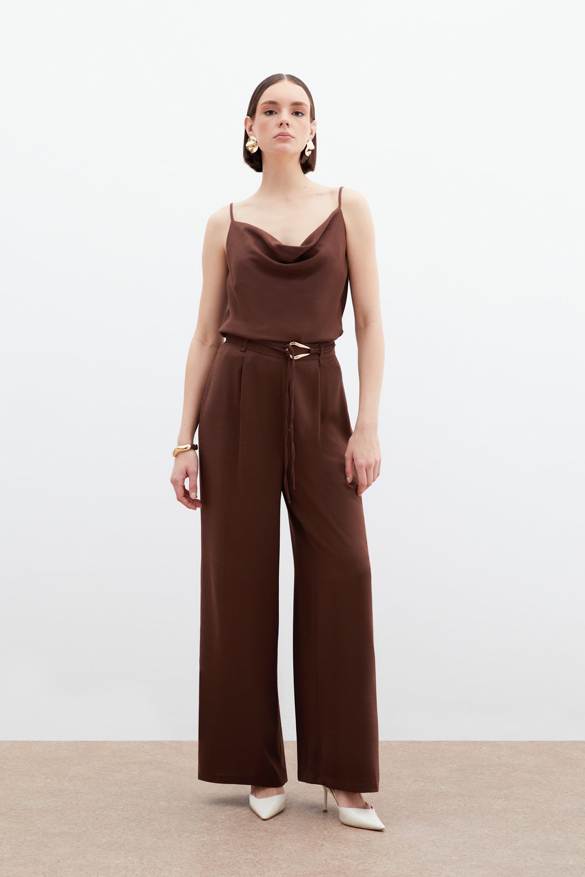 Kemerli Salaş Pantolon - Kahve
