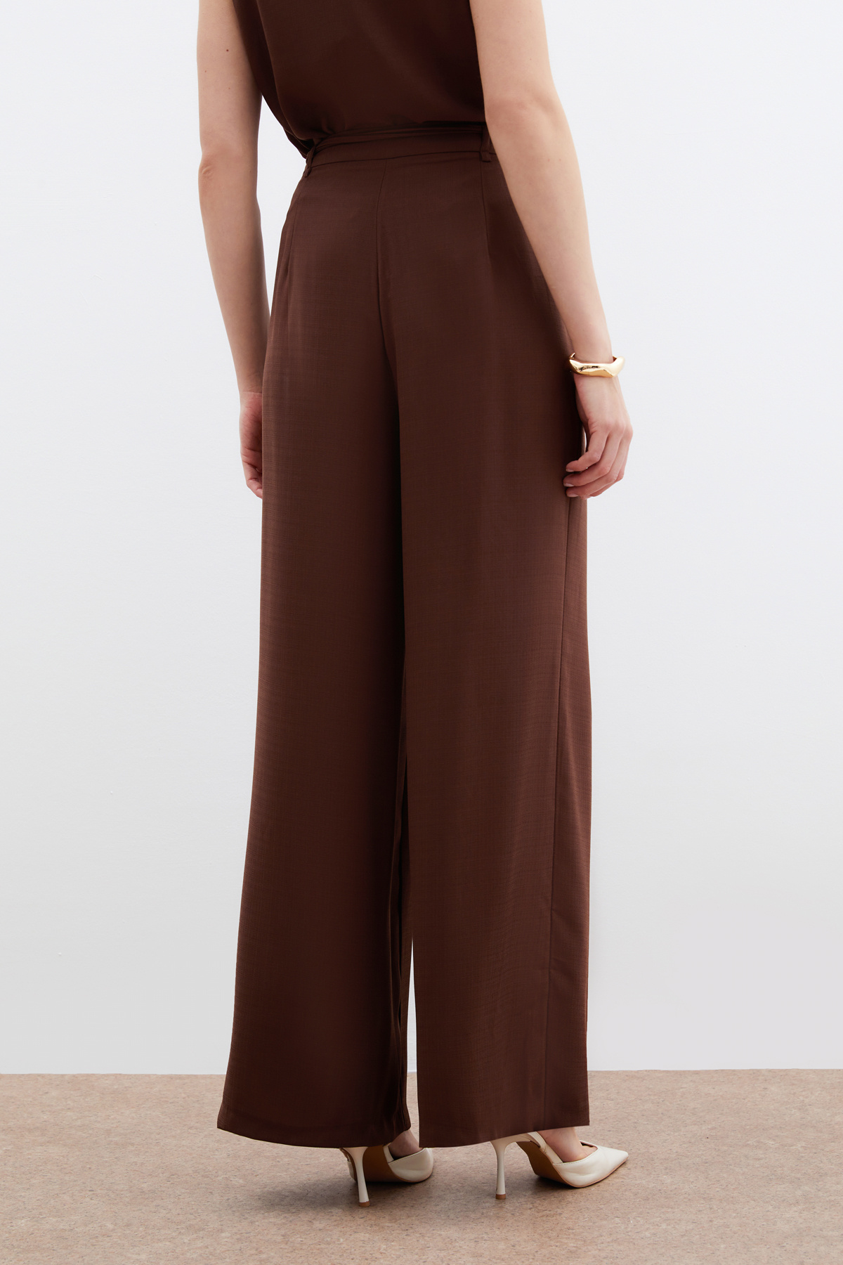 Kemerli Salaş Pantolon - Kahve