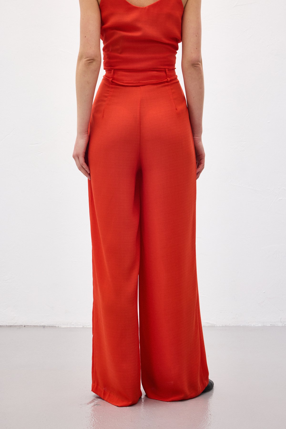 Kemerli Salaş Pantolon - Oranj