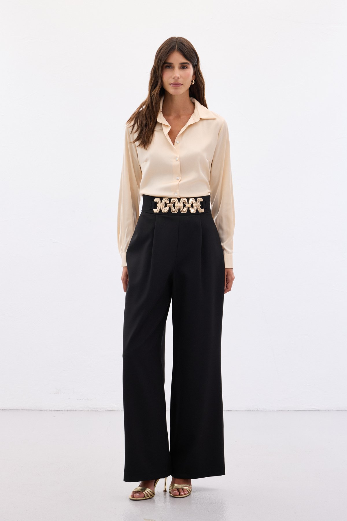 Kemerli Salaş Pantolon - Siyah