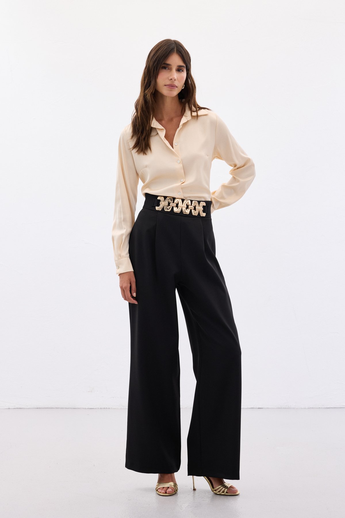 Kemerli Salaş Pantolon - Siyah