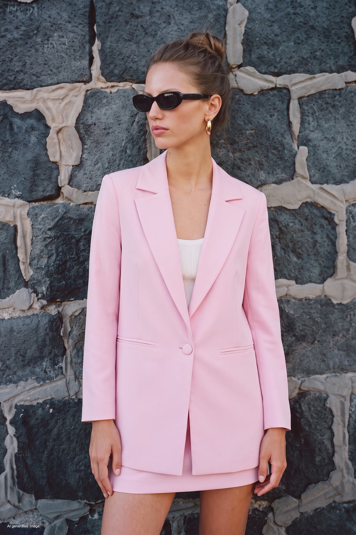 Keten Görünümlü Ceket - Pembe