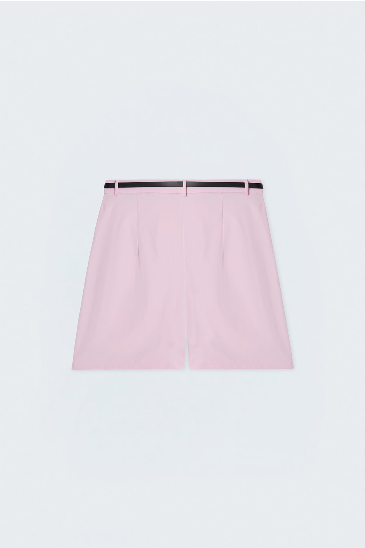 Keten Görünümlü Şort - Pembe