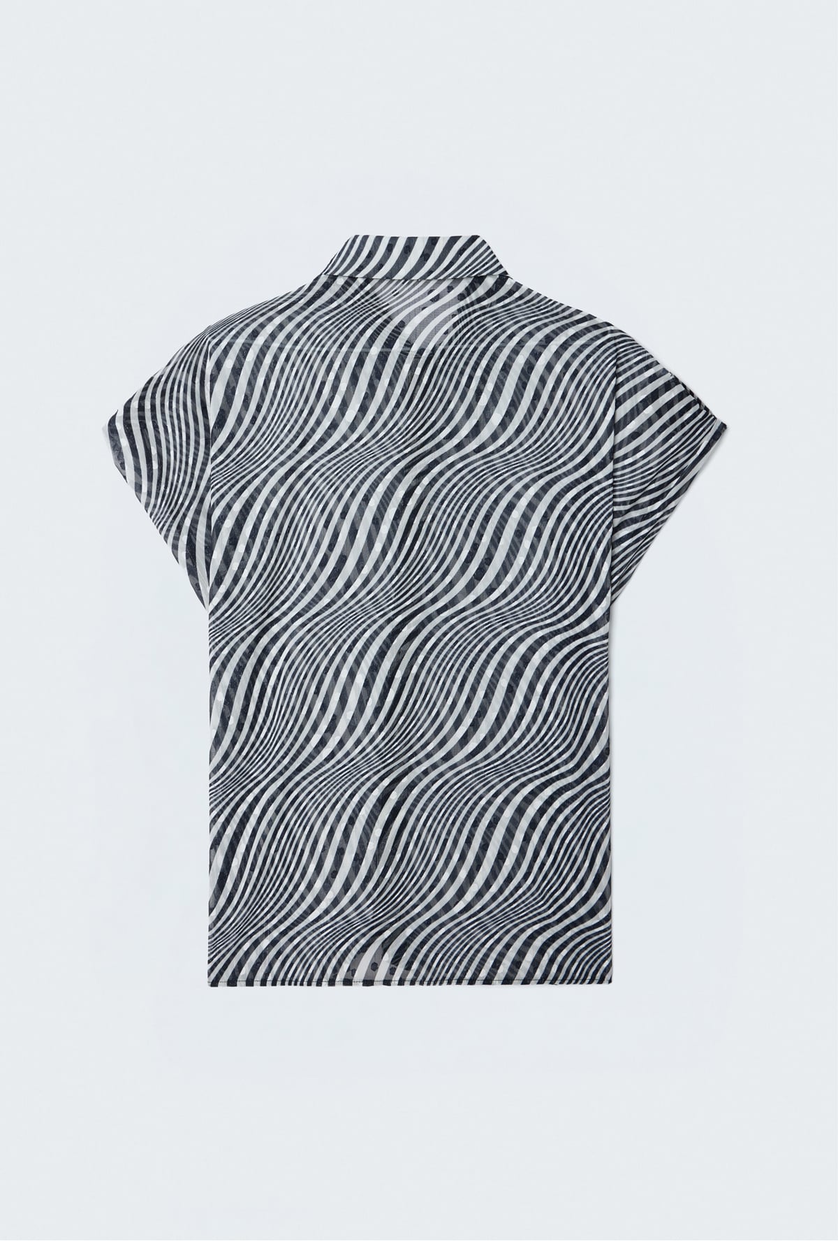 Kısa Kollu Zebra Desenli Gömlek - Siyah
