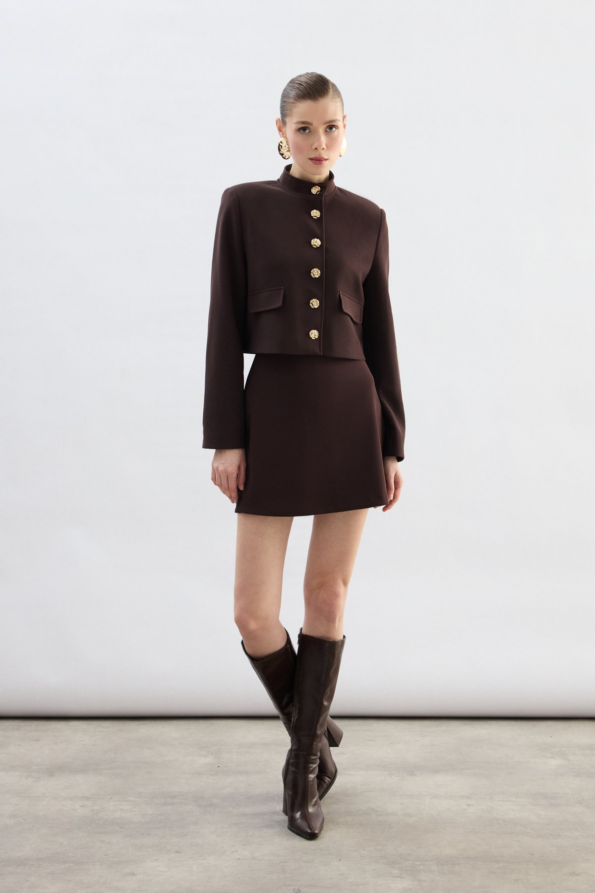 Kısa Şort Etek - Kahve