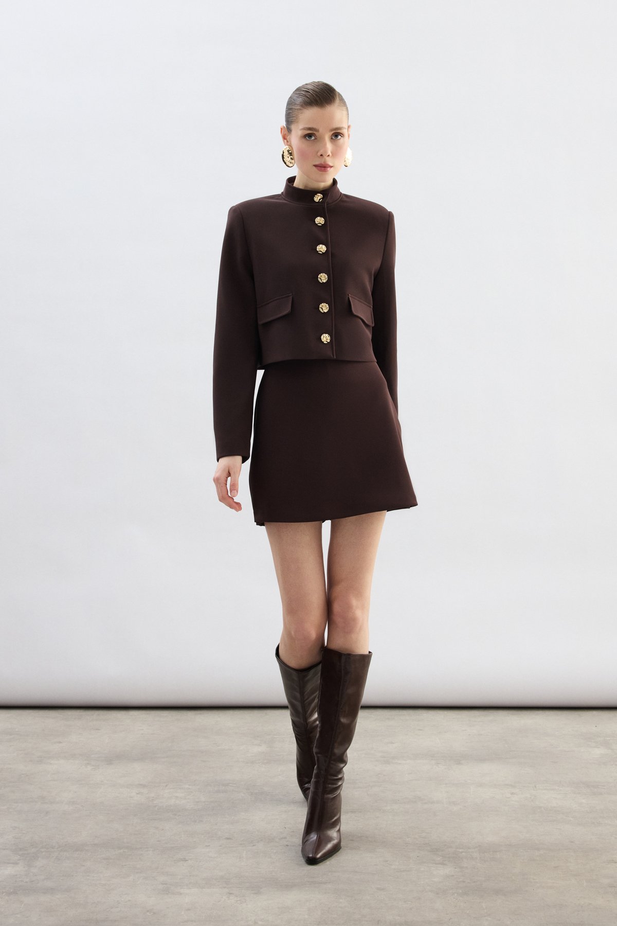 Kısa Şort Etek - Kahve