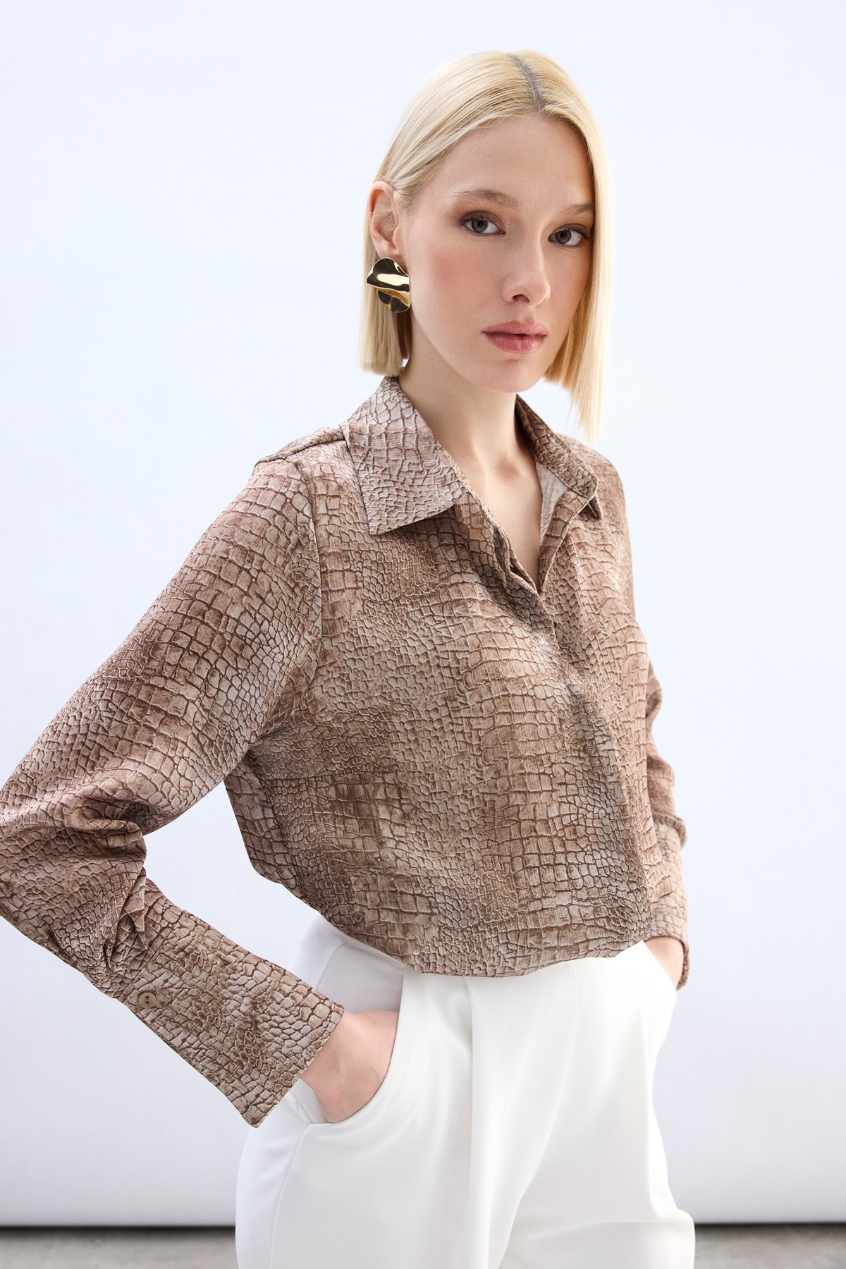 Klasik Desenli Gömlek - Kahve