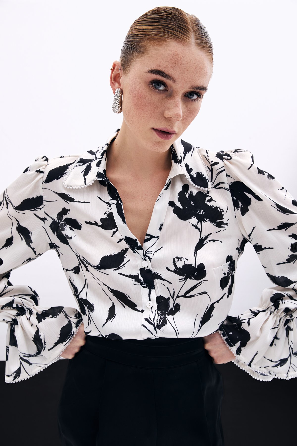 Kol Detaylı Gömlek - Ekru