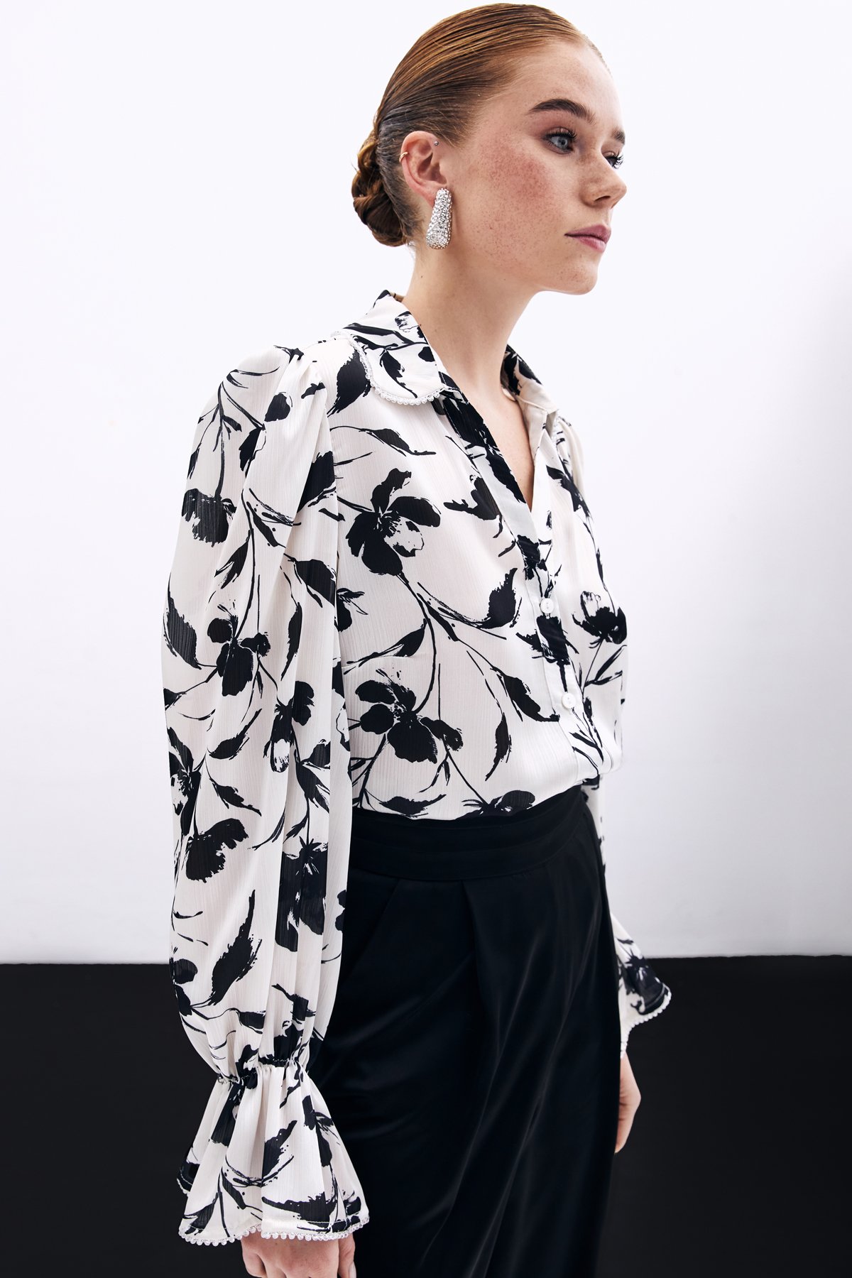 Kol Detaylı Gömlek - Ekru