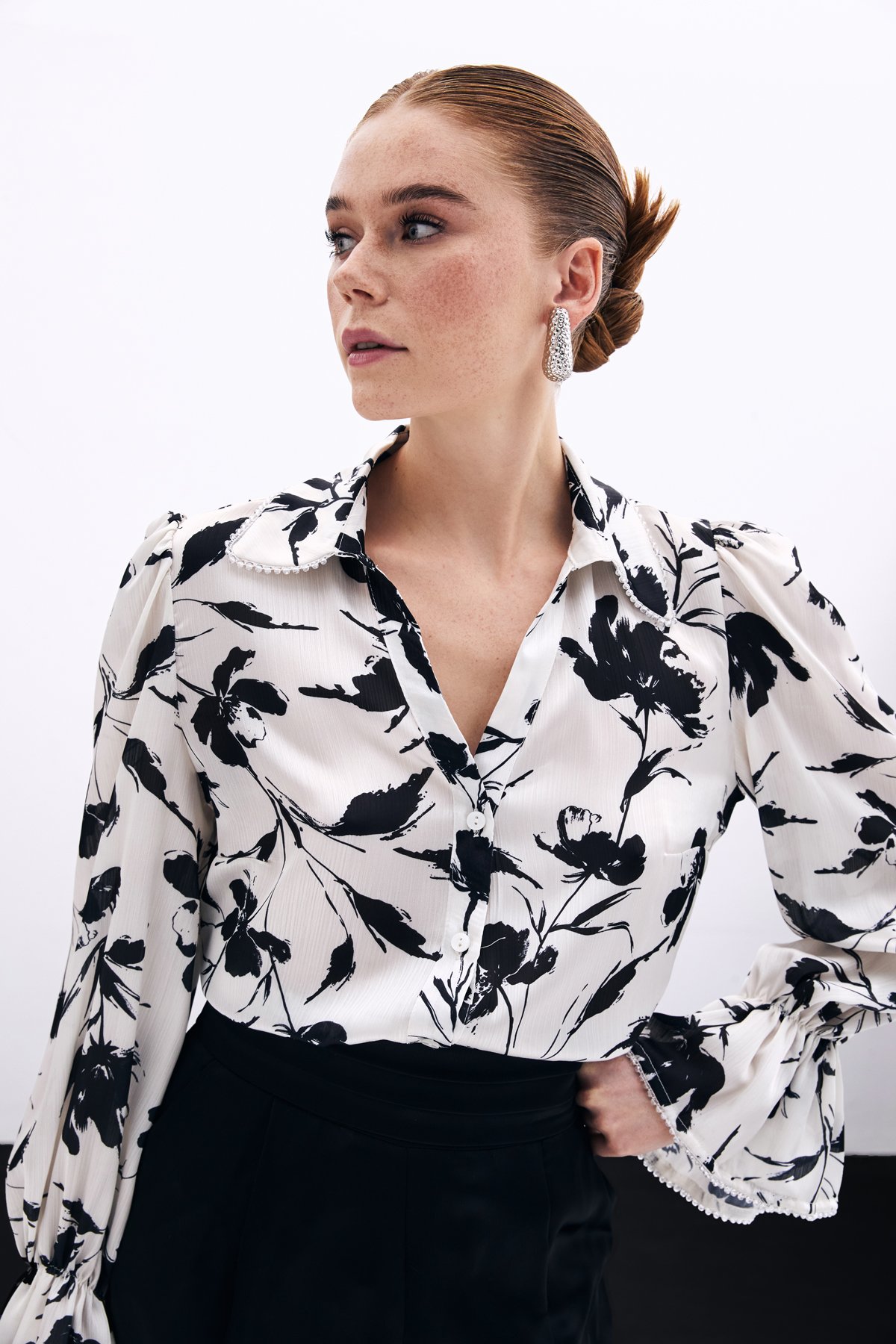 Kol Detaylı Gömlek - Ekru