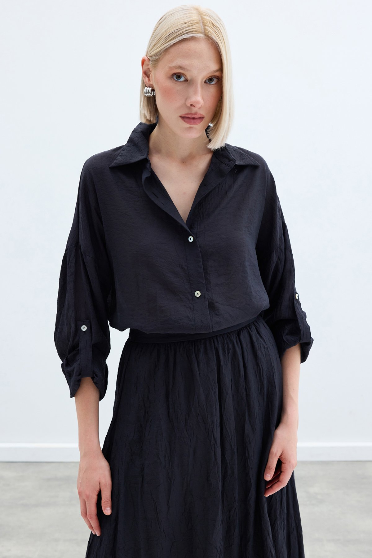 Kol Detaylı Salaş Gömlek - Antrasit