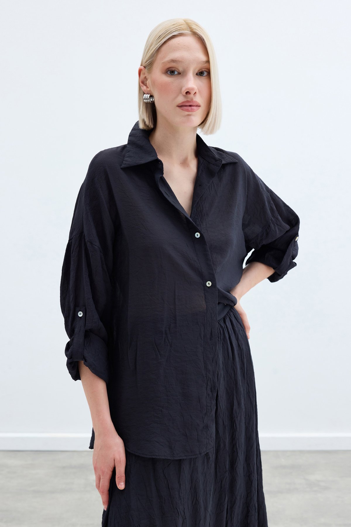 Kol Detaylı Salaş Gömlek - Antrasit