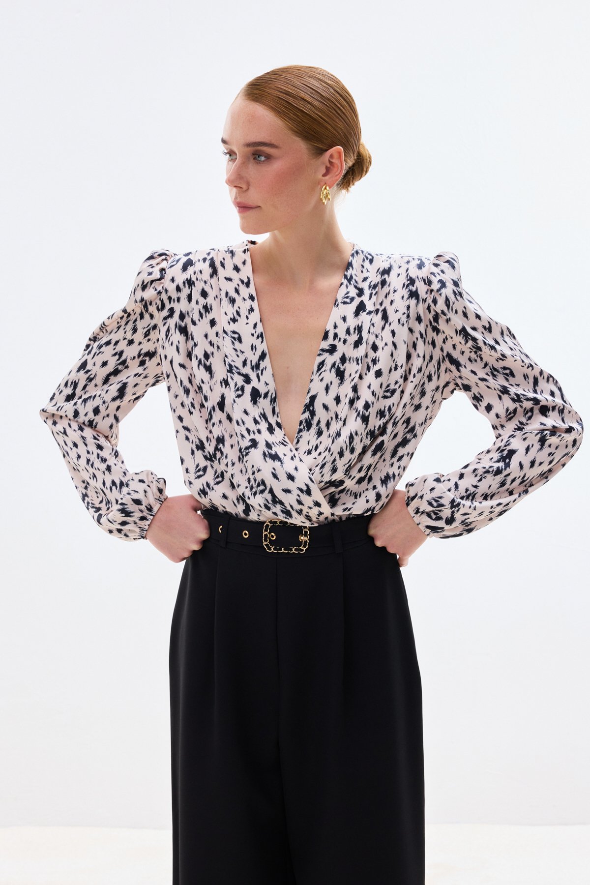 Kruvaze Bodysuit Bluz - Ekru