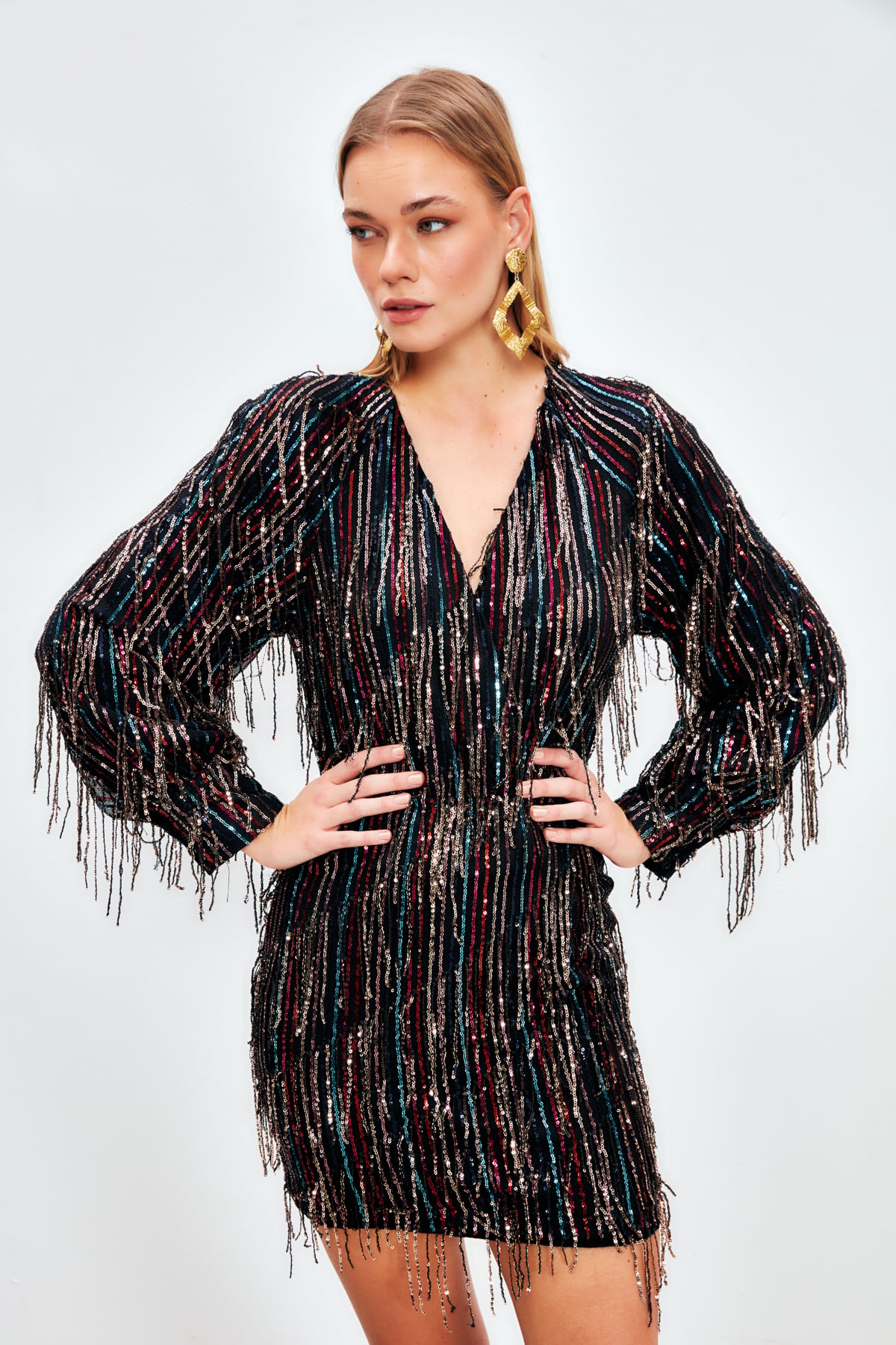 Kruvaze Payetli Bodysuit Bluz - HOLOGRAM