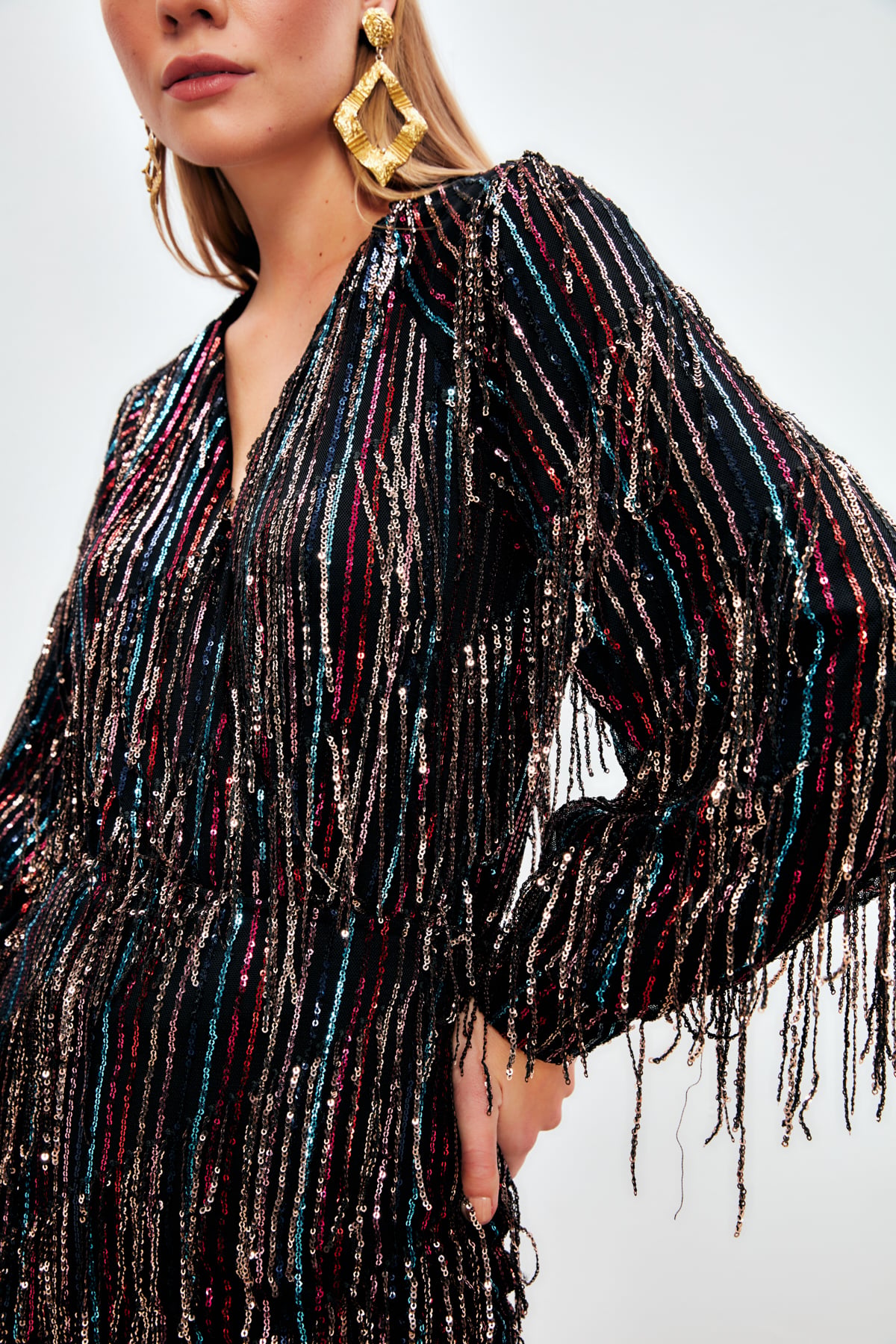 Kruvaze Payetli Bodysuit Bluz - HOLOGRAM