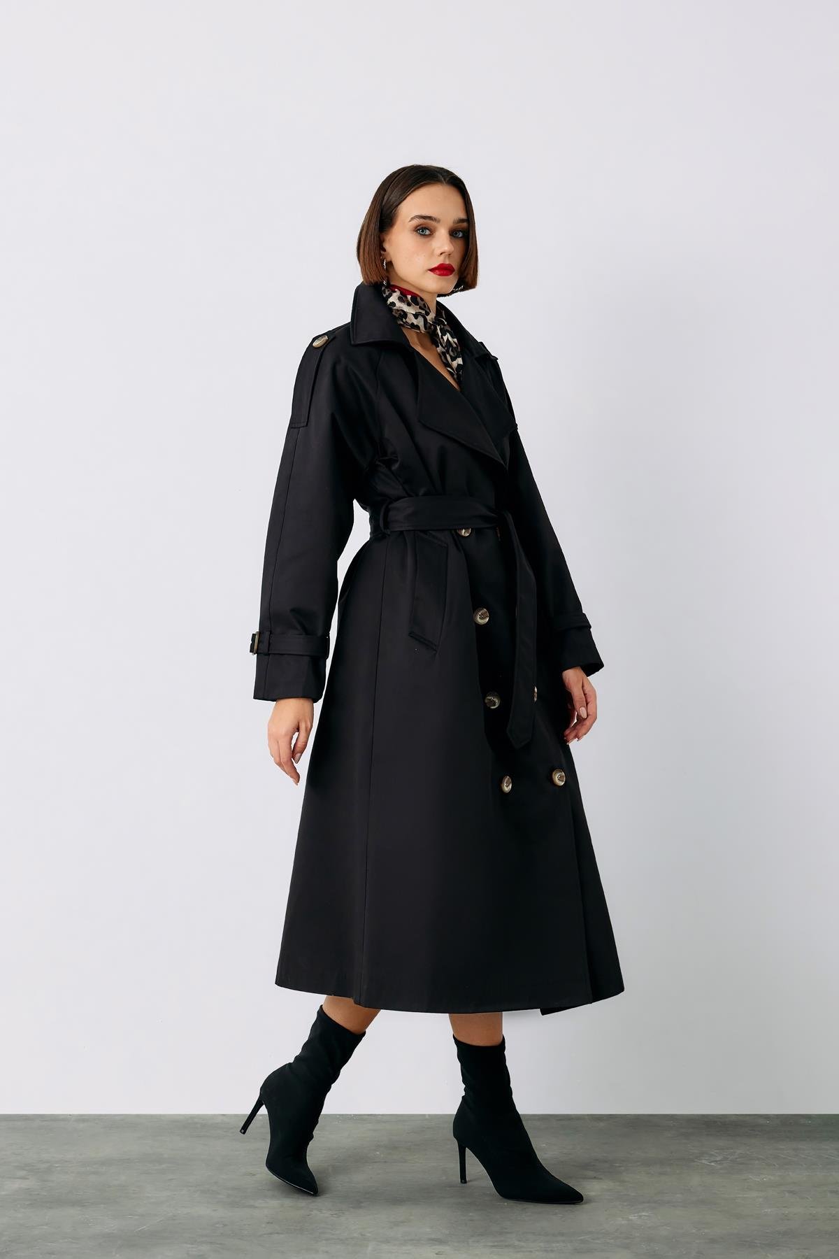 Kuşaklı Uzun Trenç - SİYAH