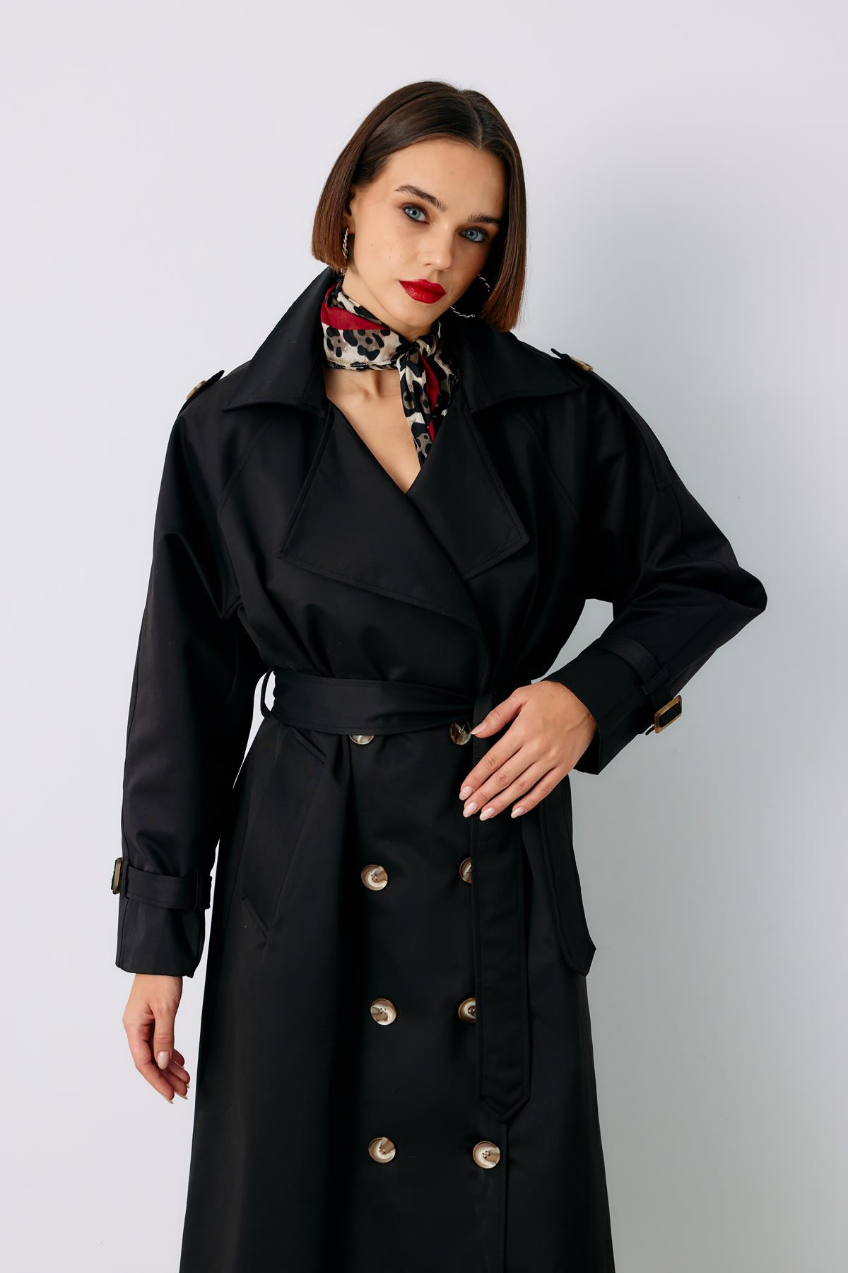 Kuşaklı Uzun Trenç - SİYAH