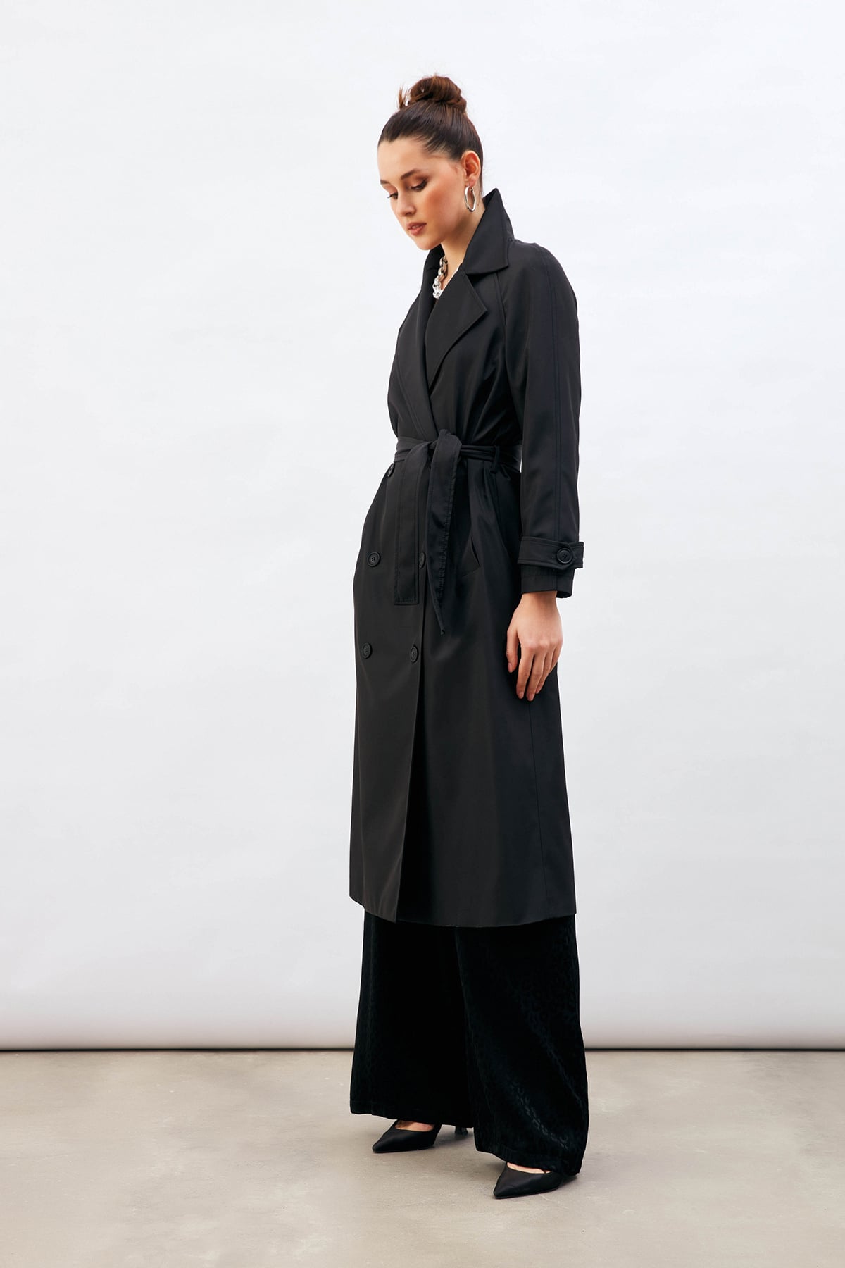 Kuşaklı Uzun Trenç - SİYAH