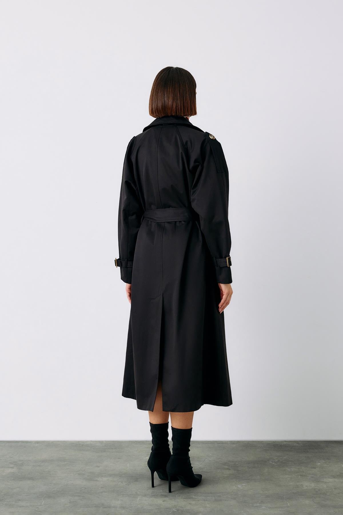 Kuşaklı Uzun Trenç - SİYAH