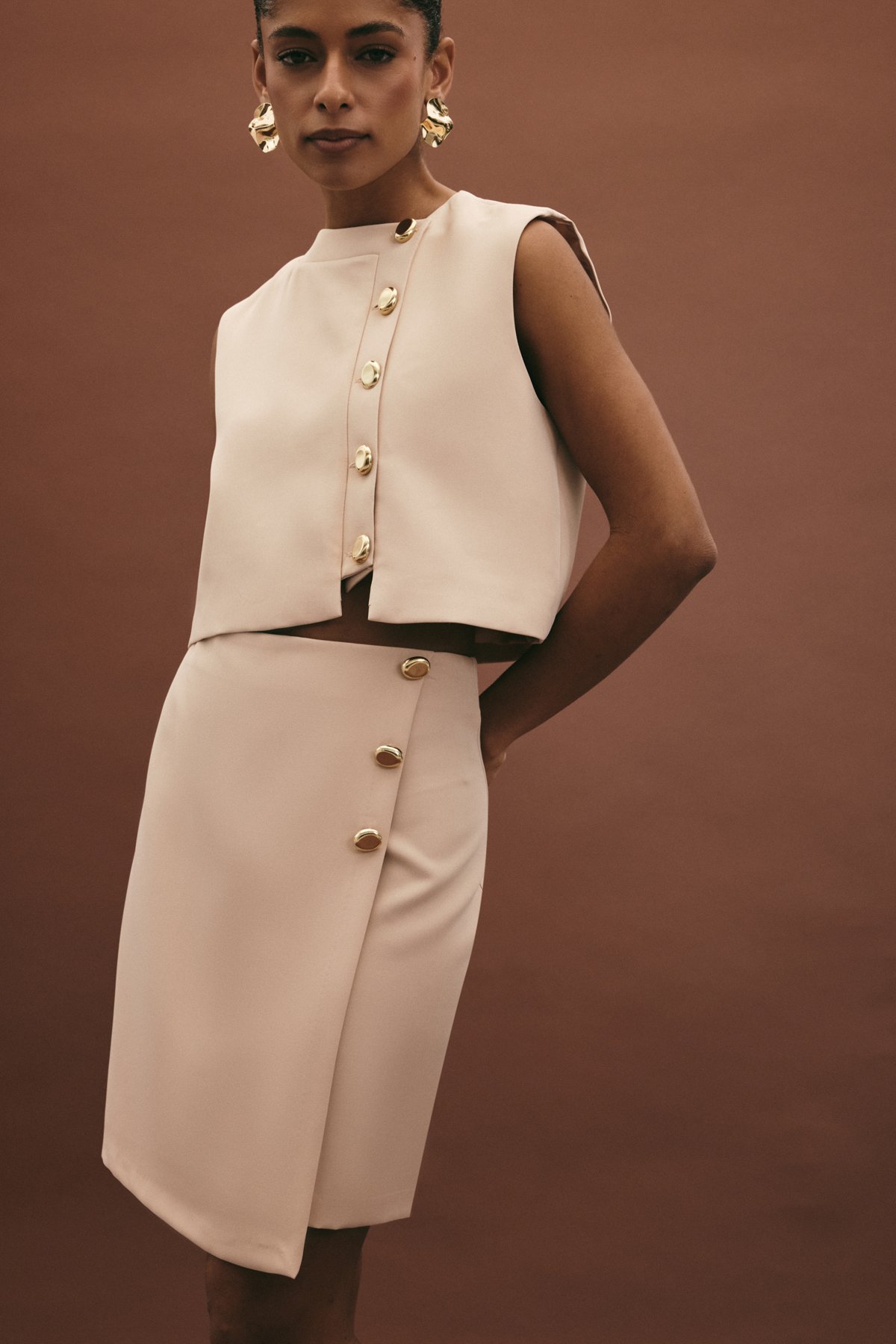 Lucy Mini Etek - Bej