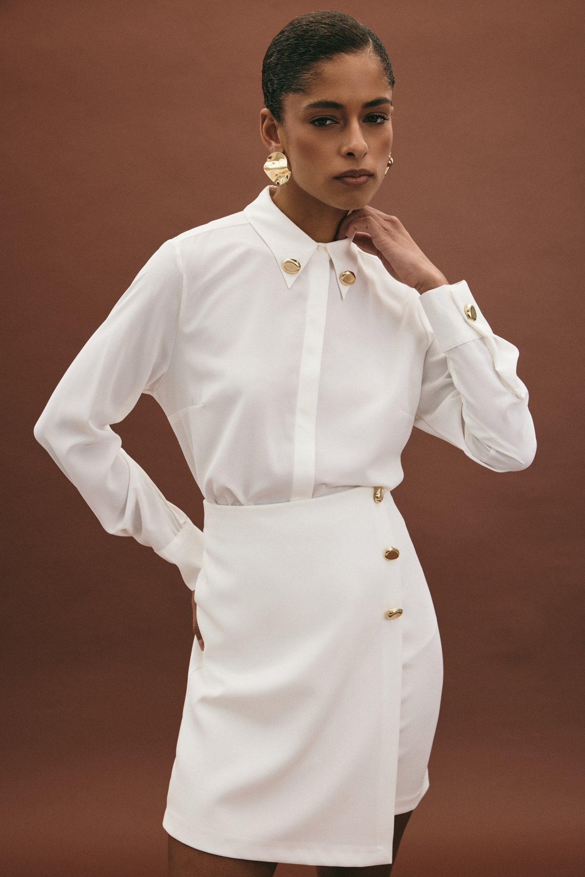 Lucy Mini Etek - Ekru