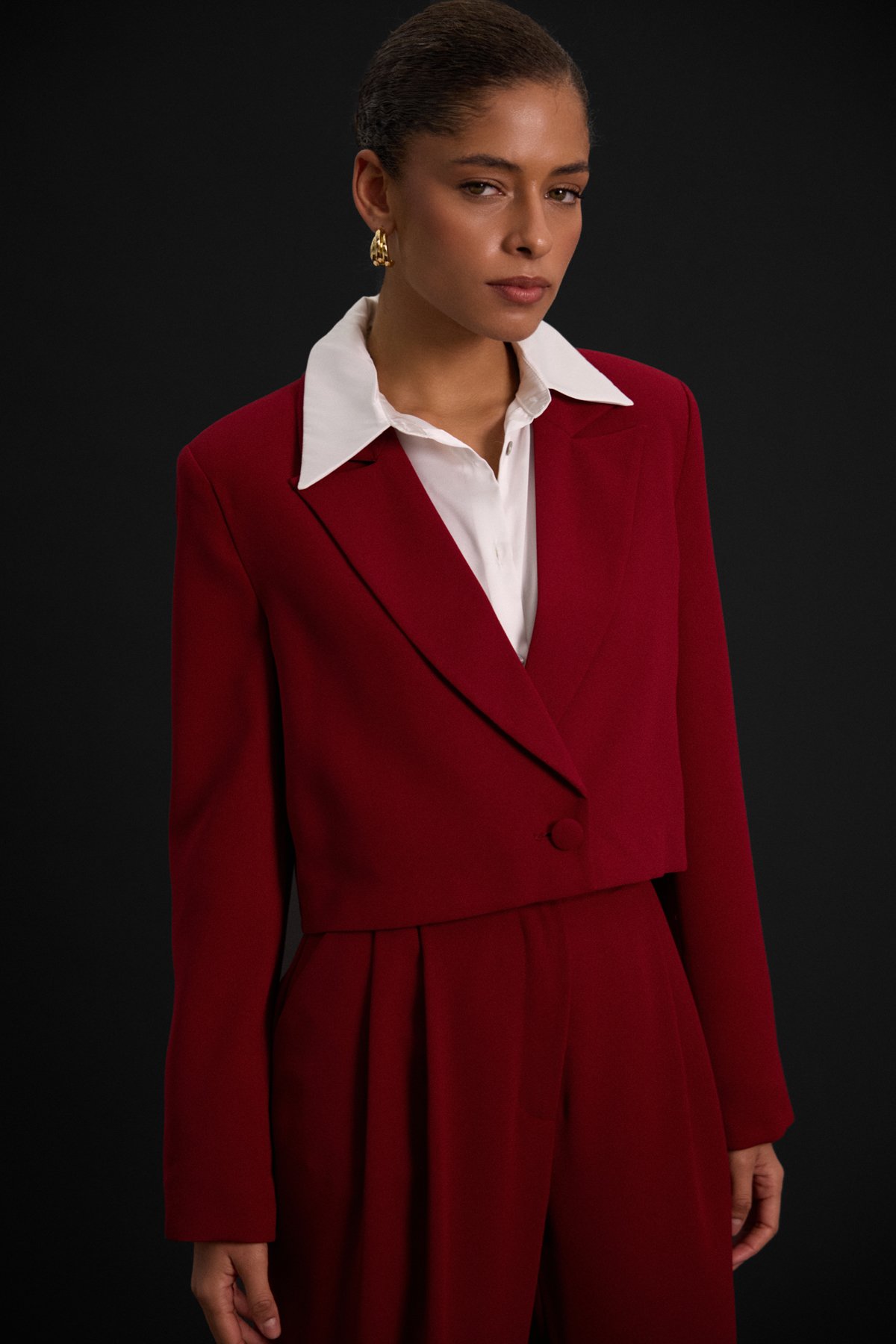 Luna Kısa Ceket - Bordo