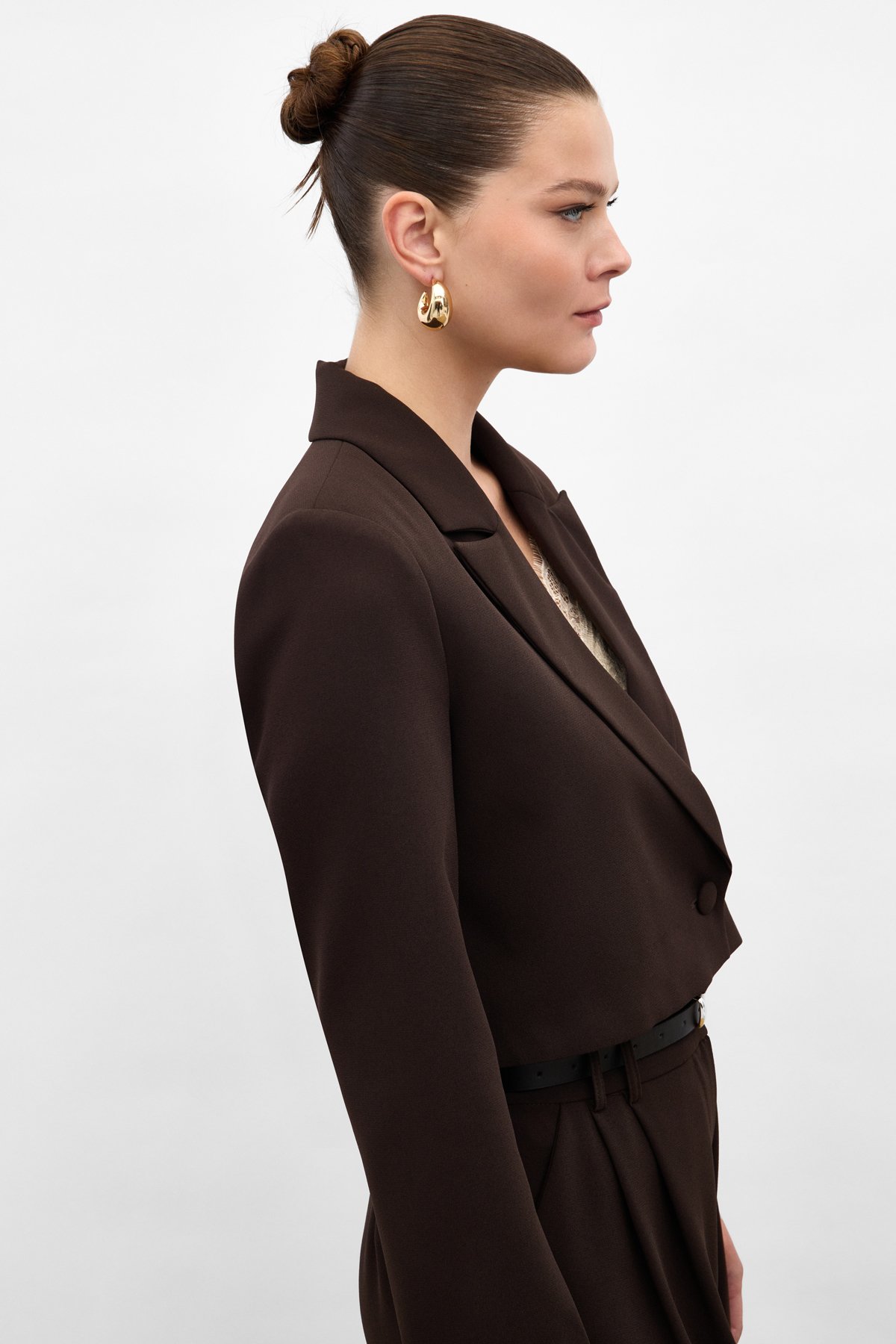 Luna Kısa Ceket - Kahve