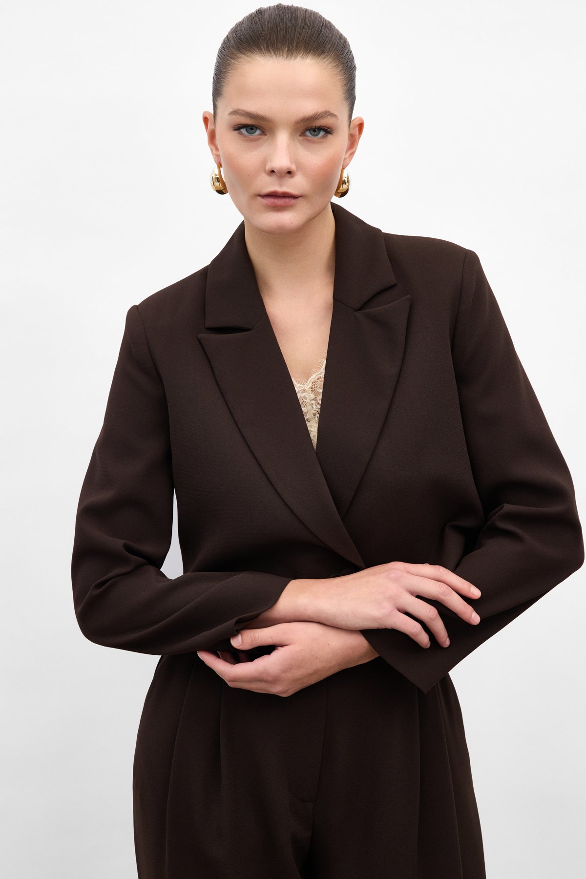 Luna Kısa Ceket - Kahve