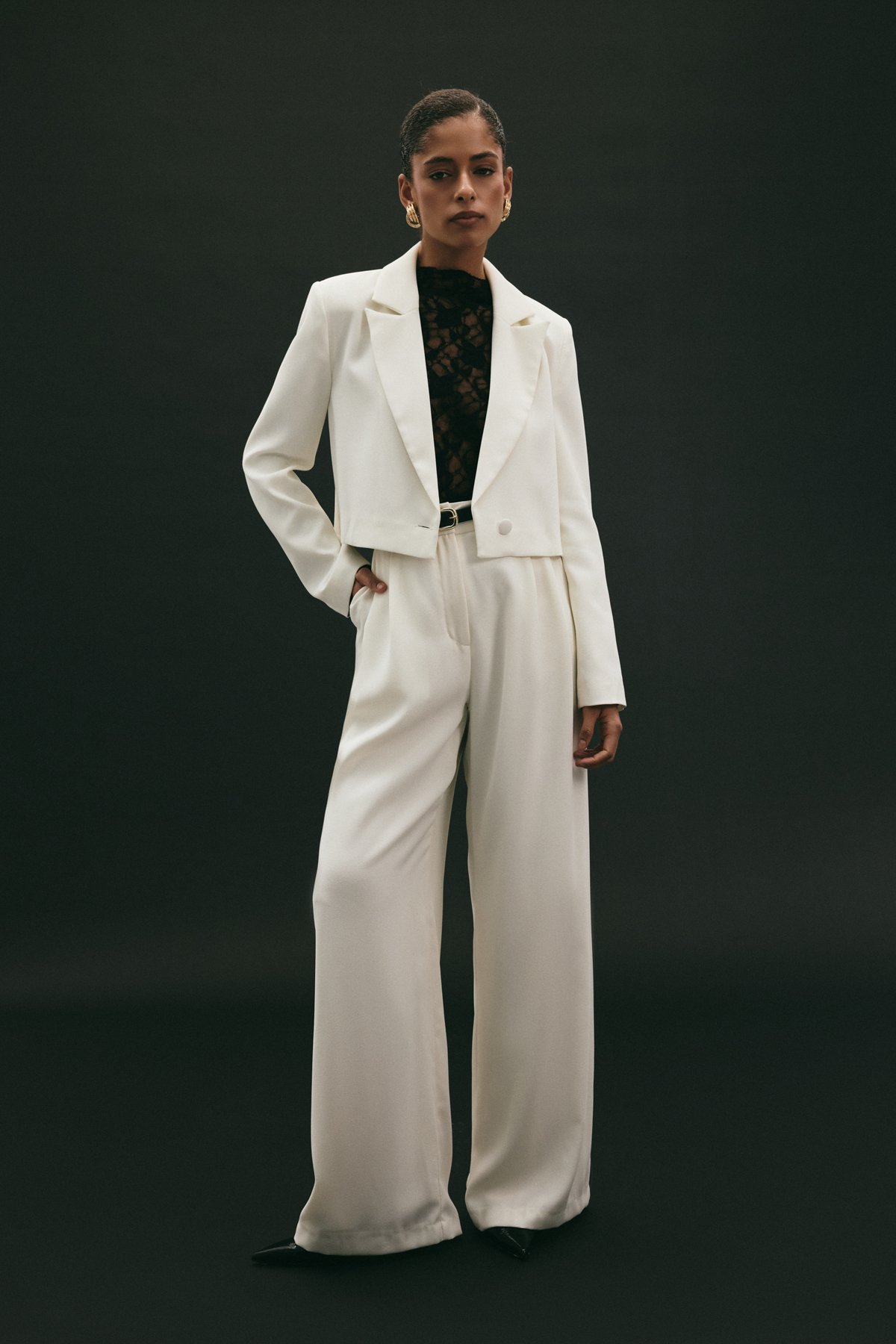 Luna Krep Pantolon - Ekru