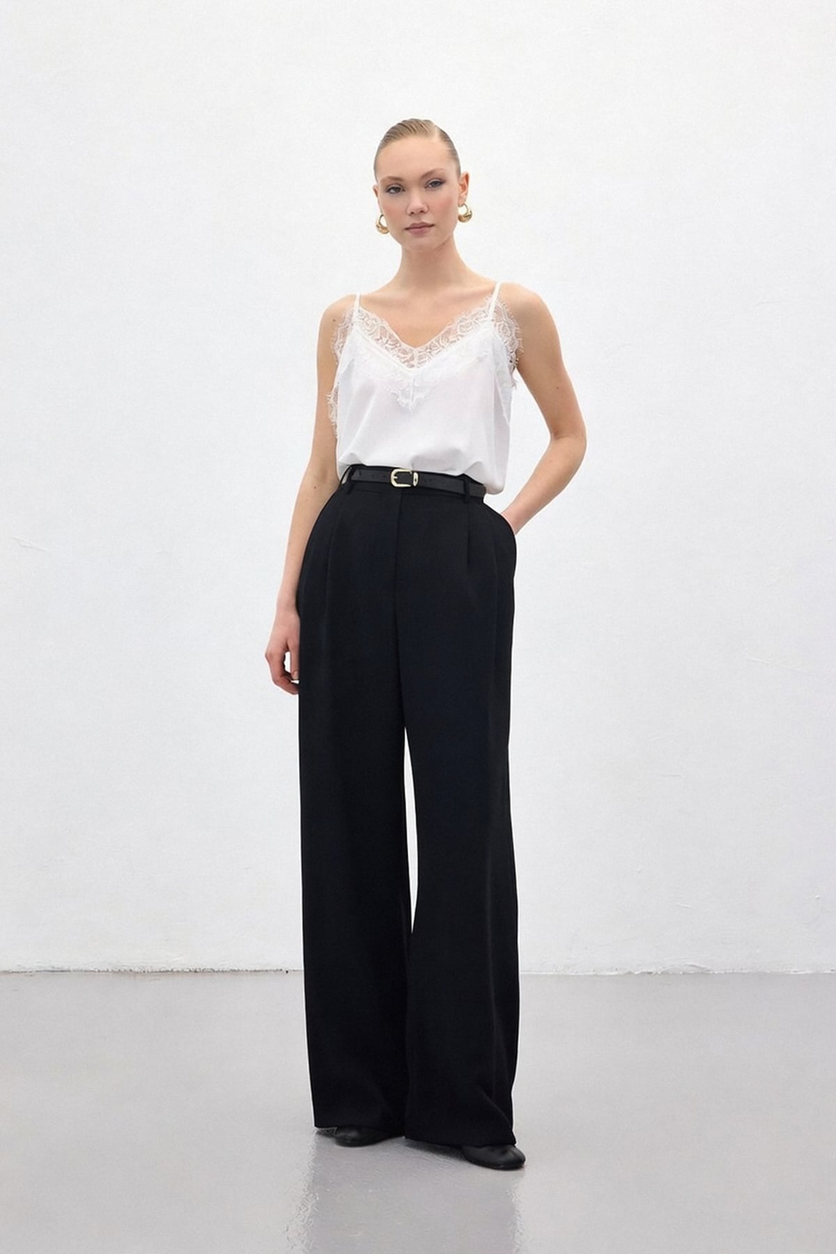 Luna Krep Pantolon - Siyah