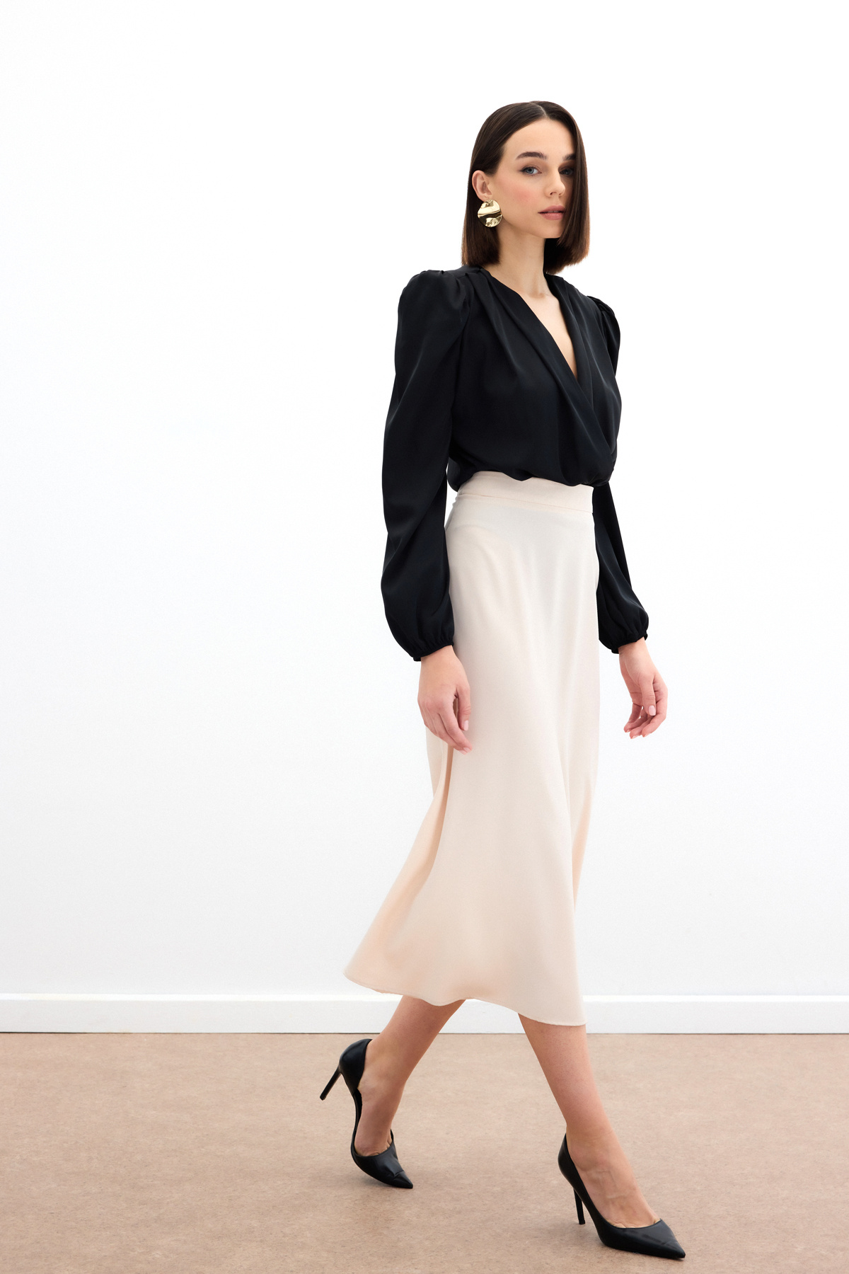 Midi Boy Saten Etek - BEJ