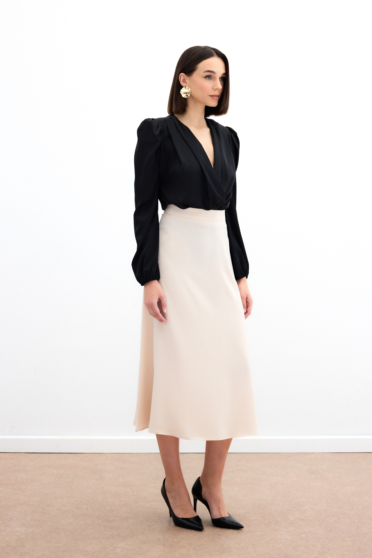 Midi Boy Saten Etek - BEJ