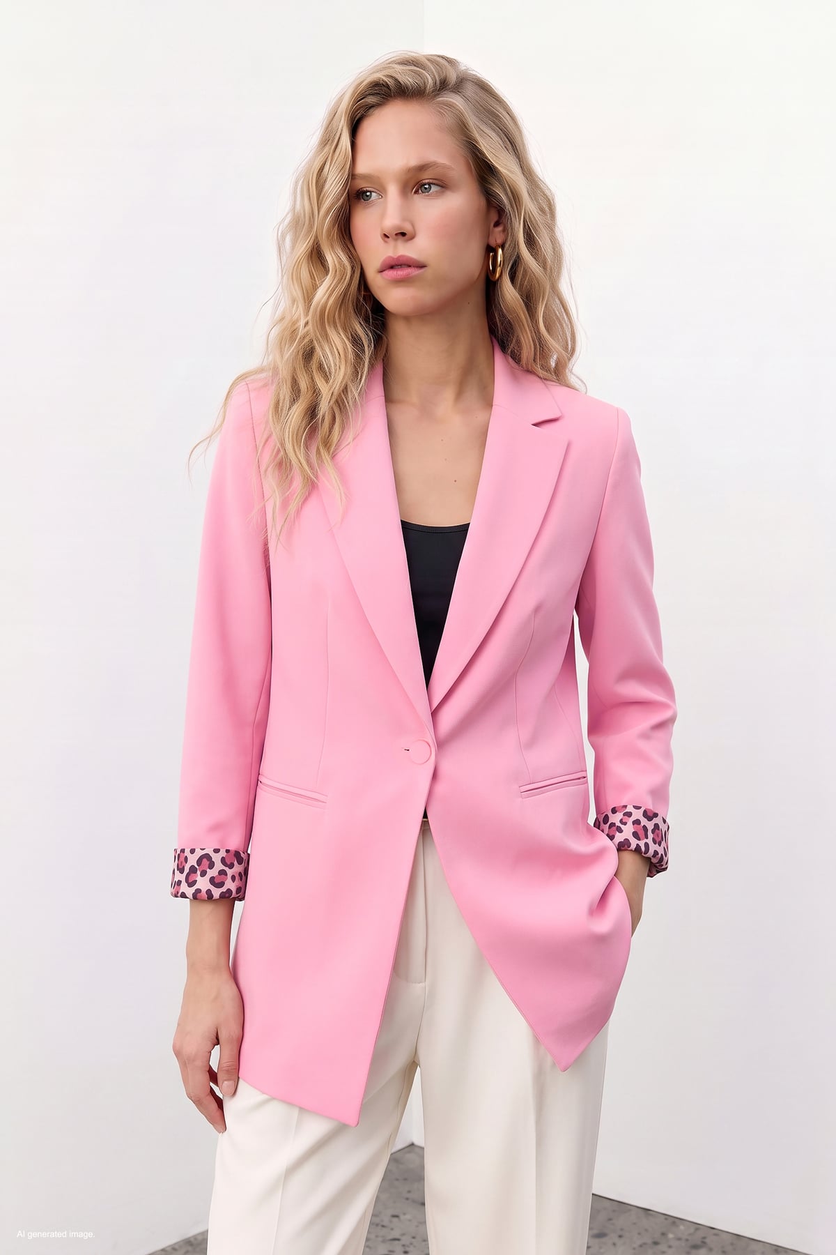Mono Yaka Klasik Ceket - Açık Pembe