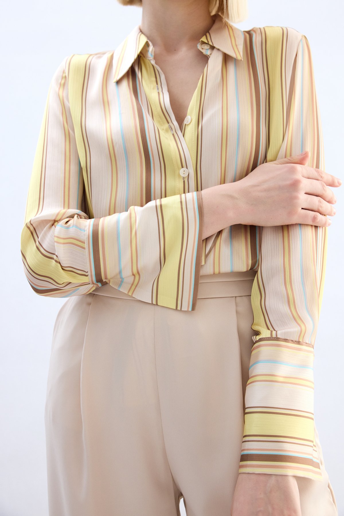 Renkli Çizgili Gömlek - Sarı