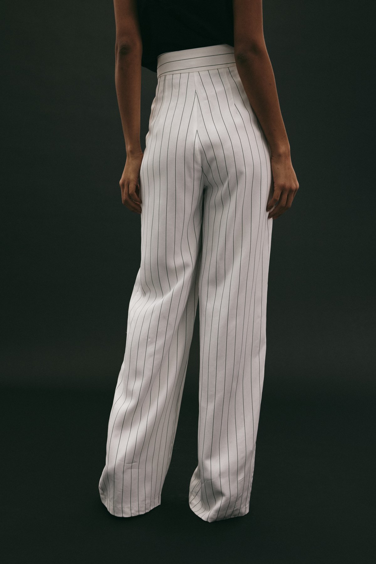 Rina Çizgili Pantolon - Ekru