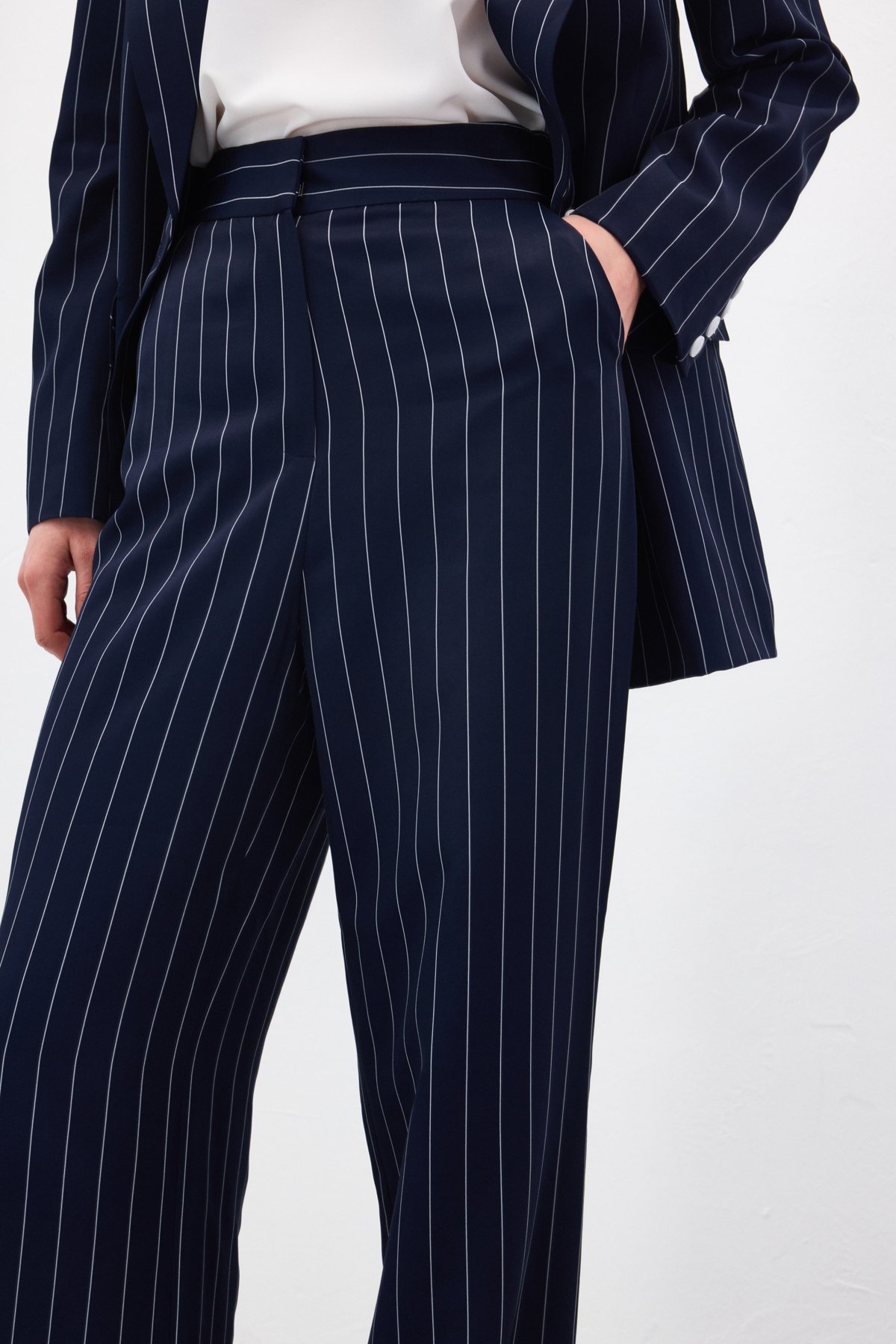 Rina Çizgili Pantolon - Lacivert