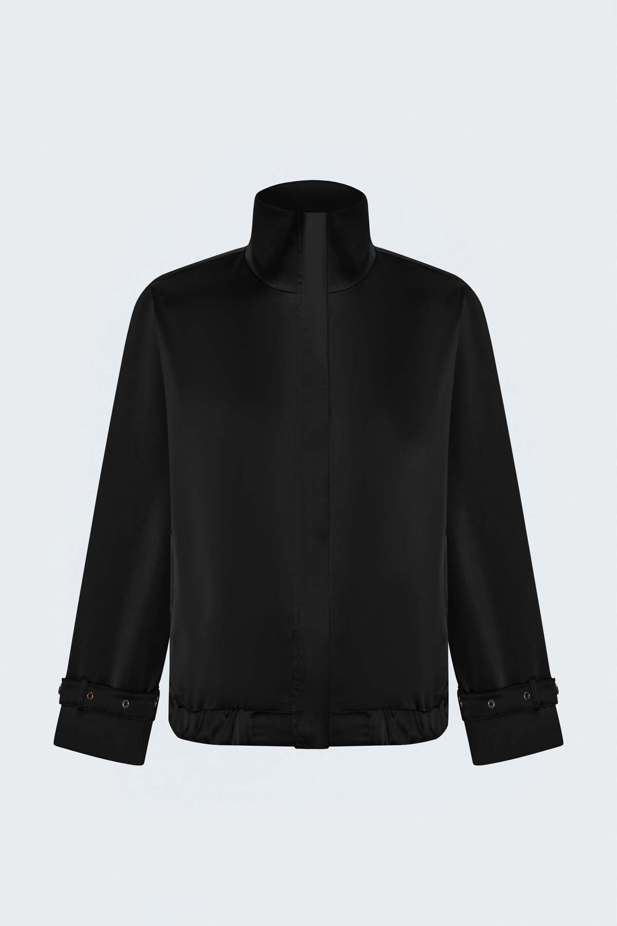 Saten Bomber Ceket - Siyah